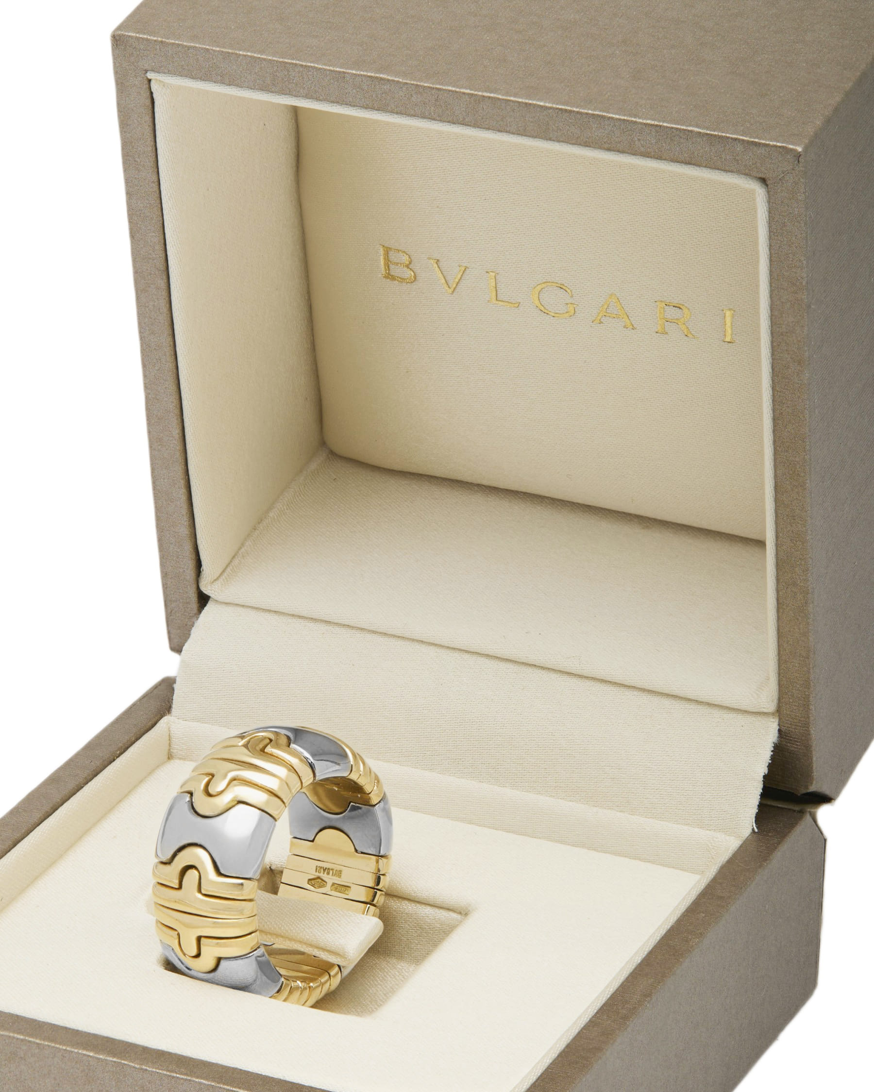 Anello bulgari parentesi oro giallo e acciaio-3