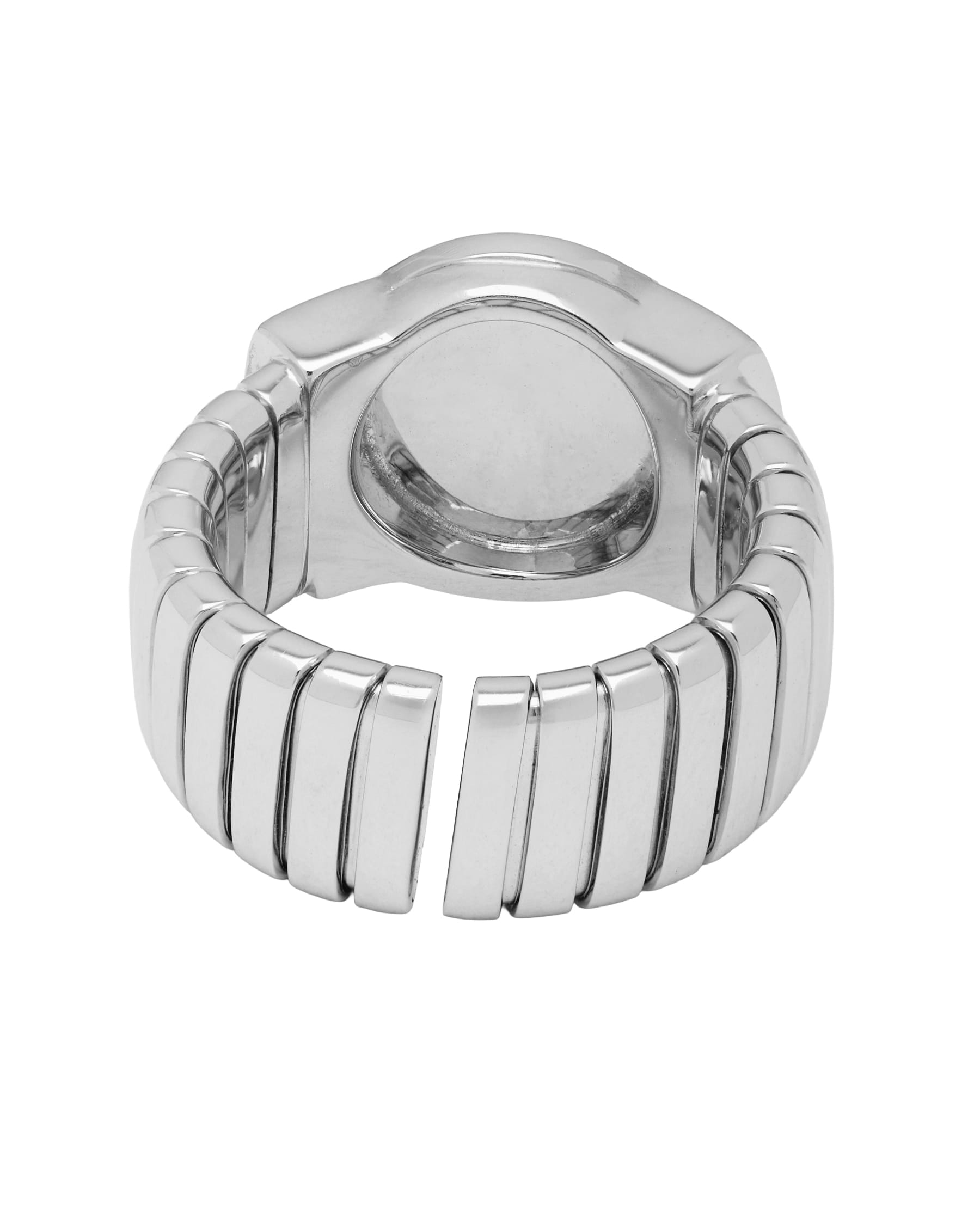 Anello bulgari bulgari tubogas in oro bianco e onice-3