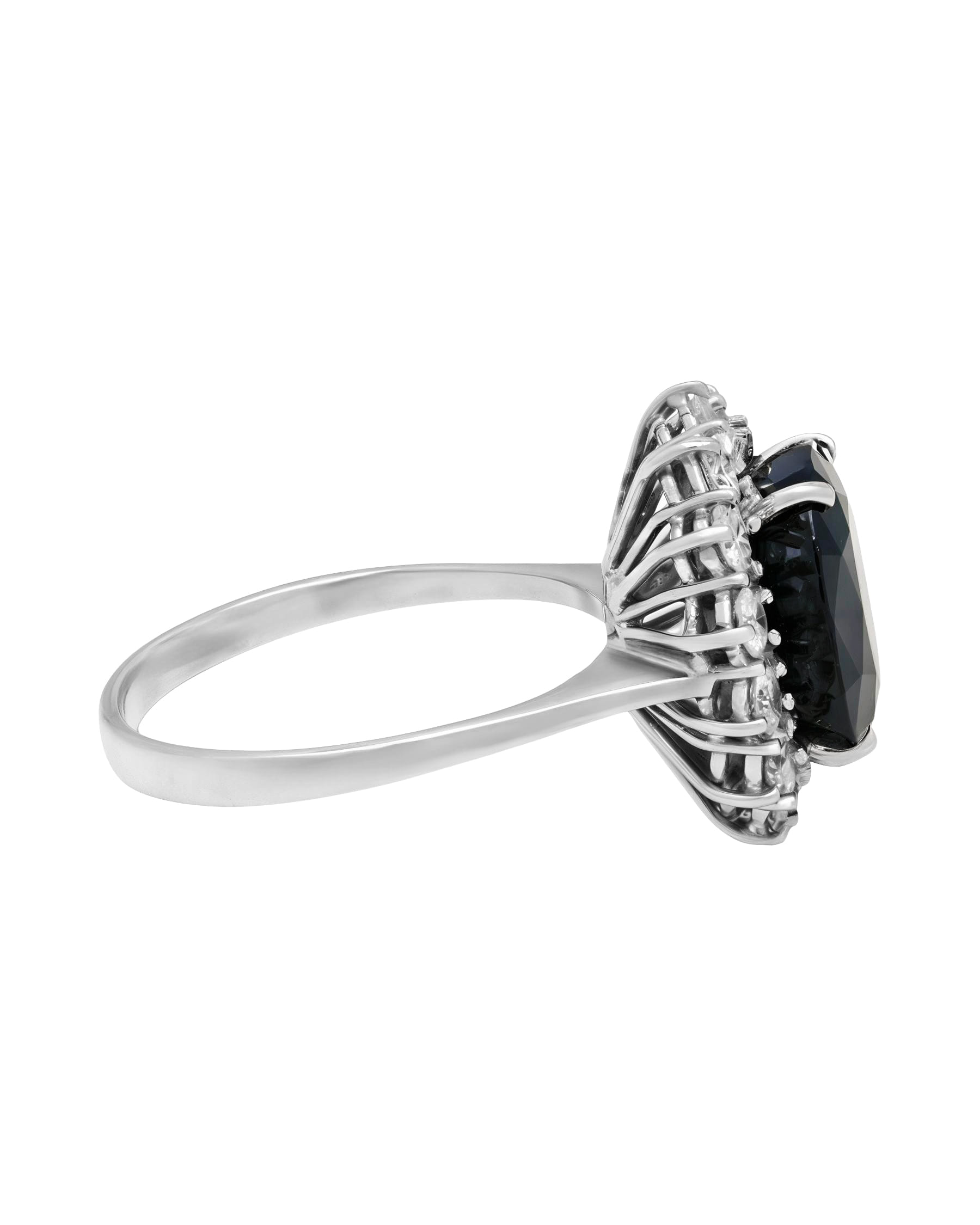 Anello fiore con zaffiro centrale 7,50 ct e diamanti taglio round 0,84 ct-2