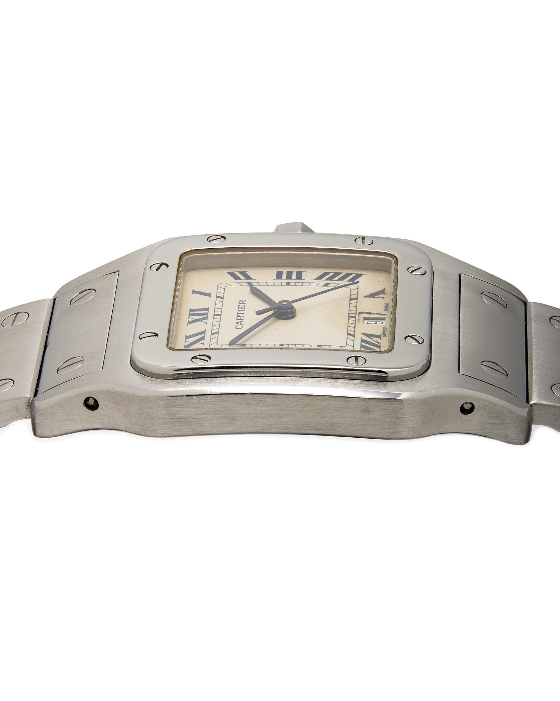 Cartier santos galbee cream dial quartz ref 987901-3