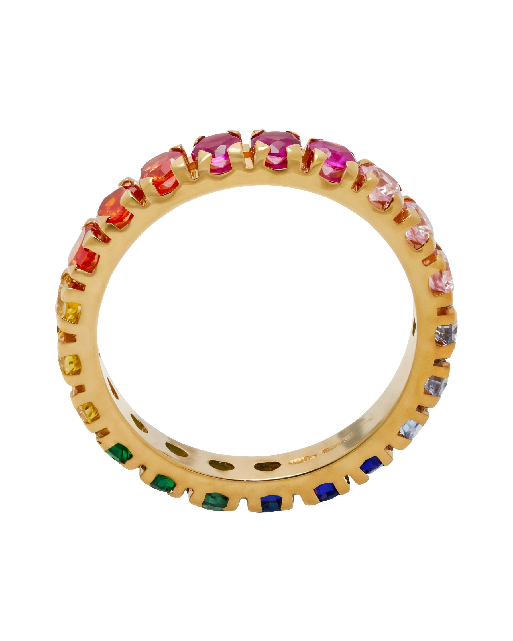 Anello eternity in oro rosa rainbow con zaffiri multicolor-3