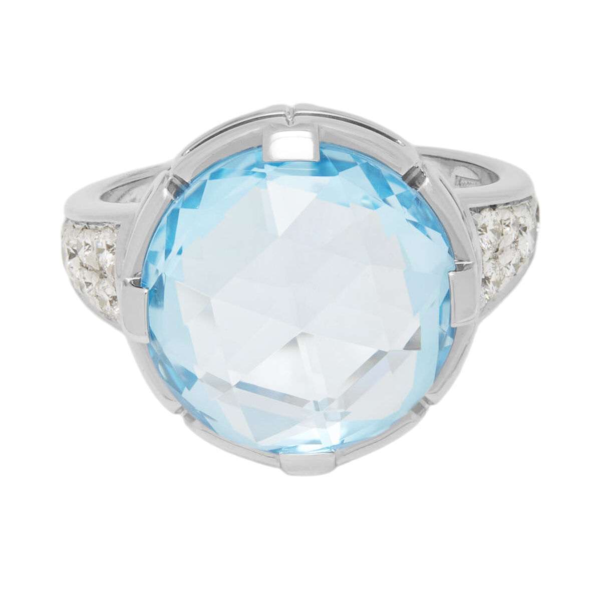 Anello bulgari parentesi cocktail in oro bianco con topazio blu e diamanti-1