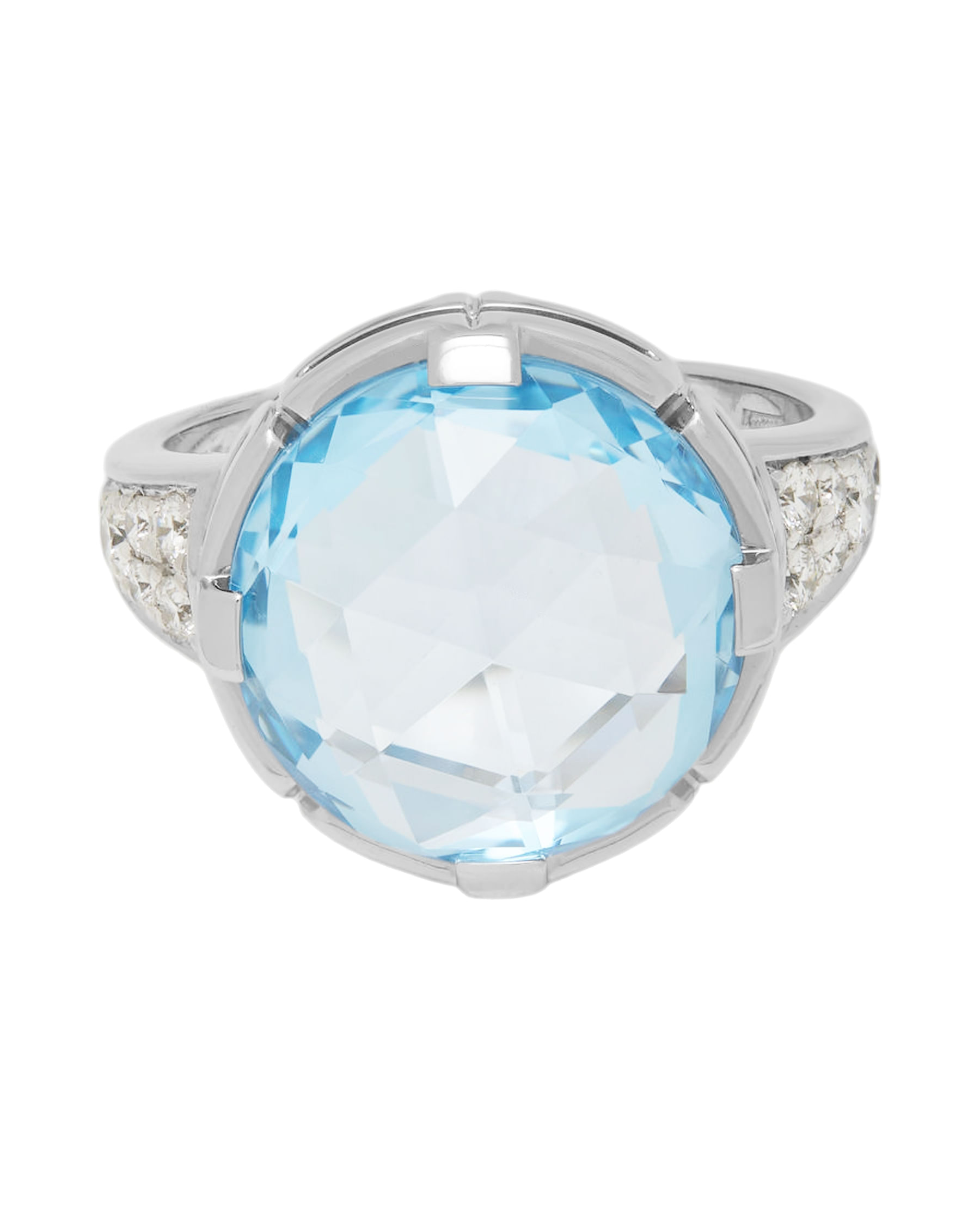Anello bulgari parentesi cocktail in oro bianco con topazio blu e diamanti-1