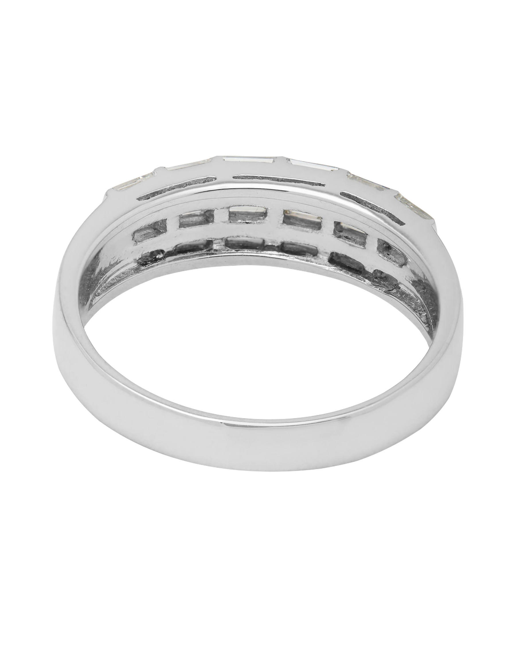 Anello fascia in oro bianco con diamanti baguette 1,26 ct-3