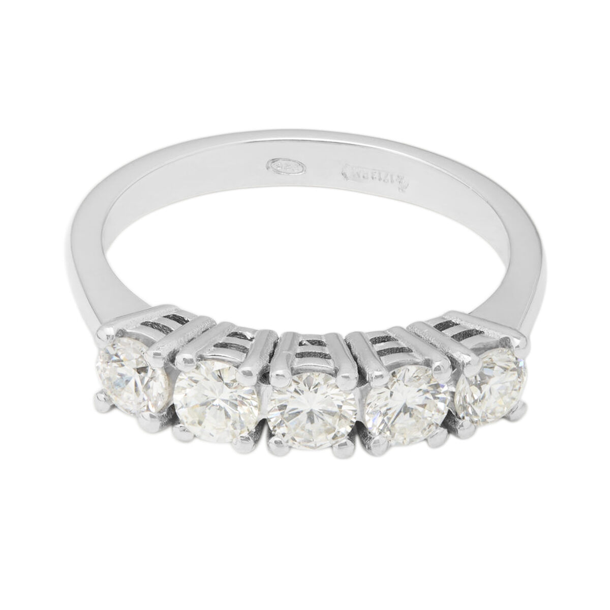Anello veretta in oro bianco con 5 diamanti 0,90 ct-1