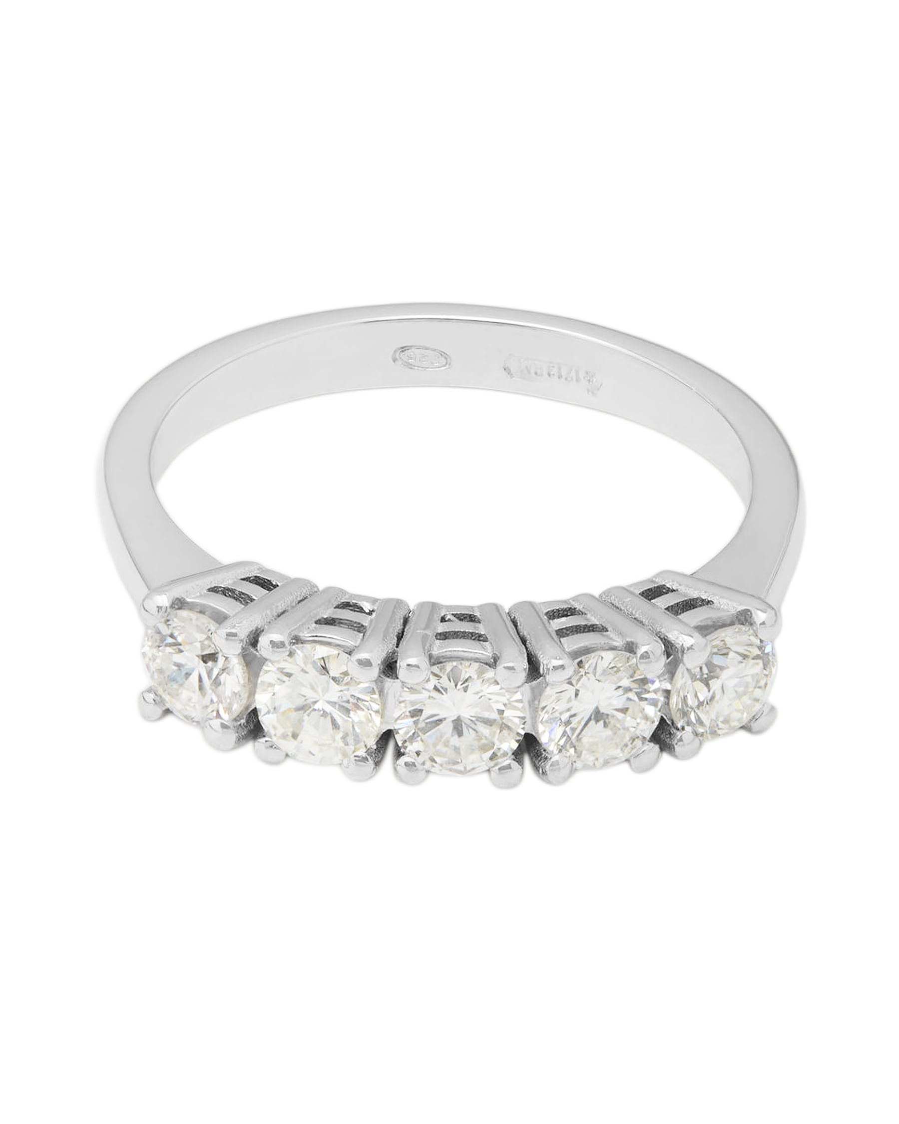 Anello veretta in oro bianco con 5 diamanti 0,90 ct-1