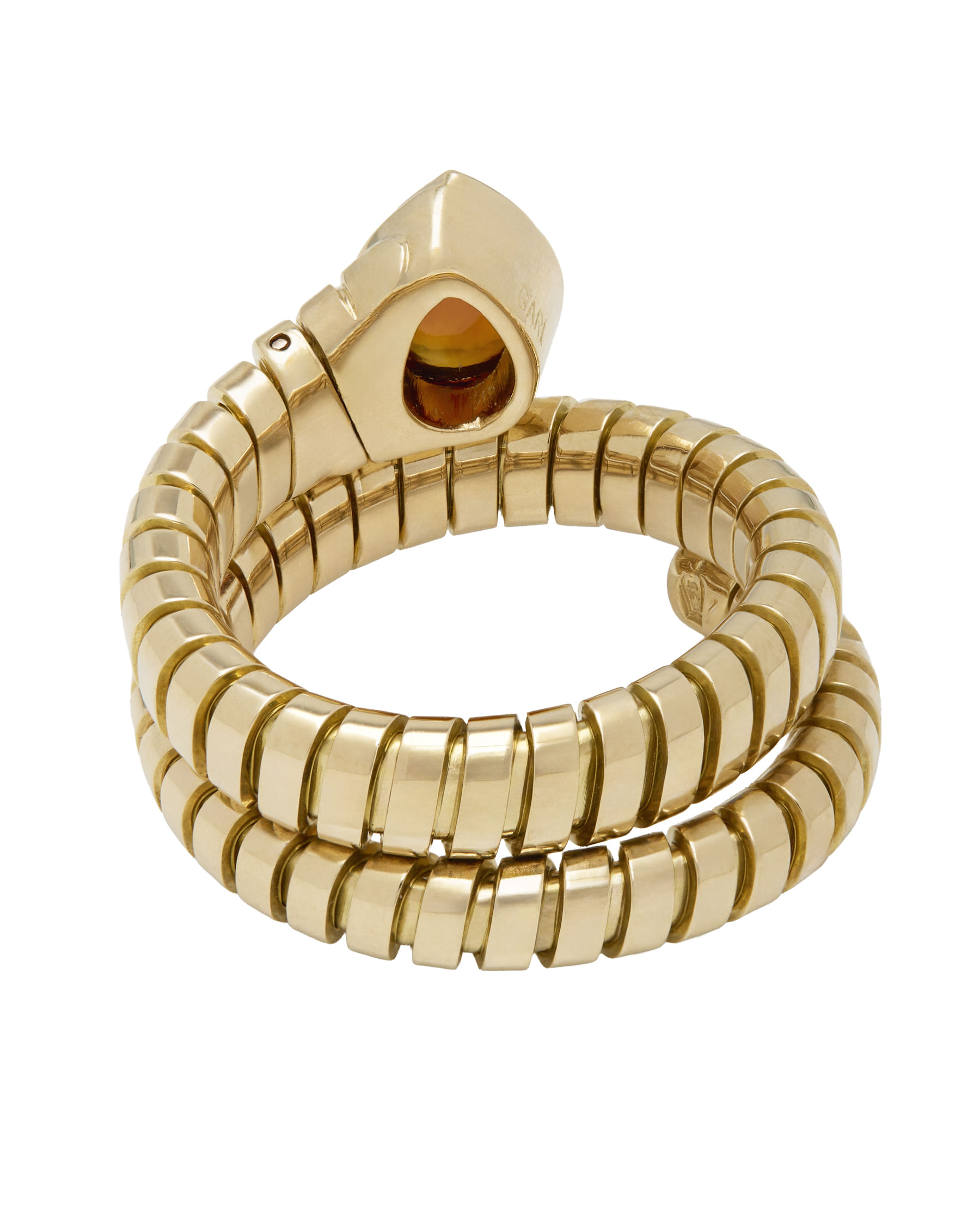 Anello bulgari tubogas serpente in oro giallo e topazio cabochon-3