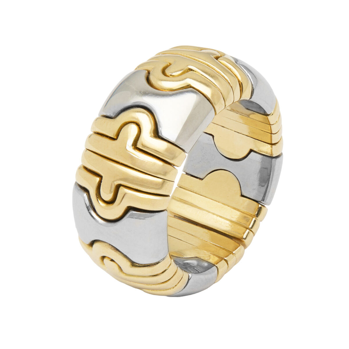 Anello bulgari parentesi oro giallo e acciaio-1