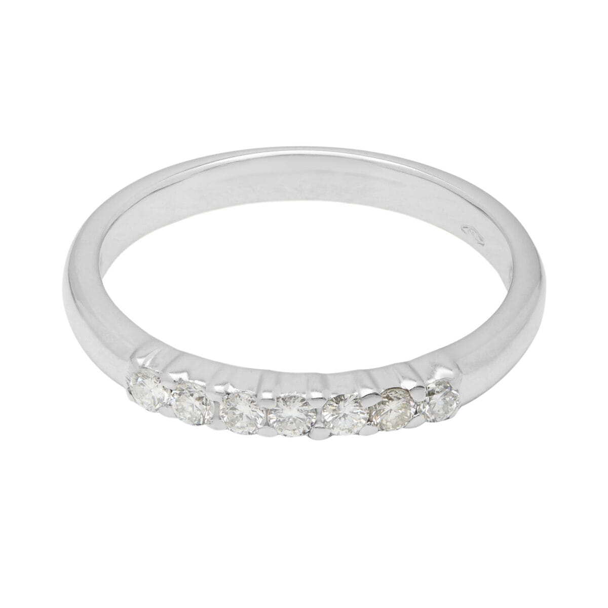 Anello veretta in oro bianco con 7 diamanti 0,18 ct-1