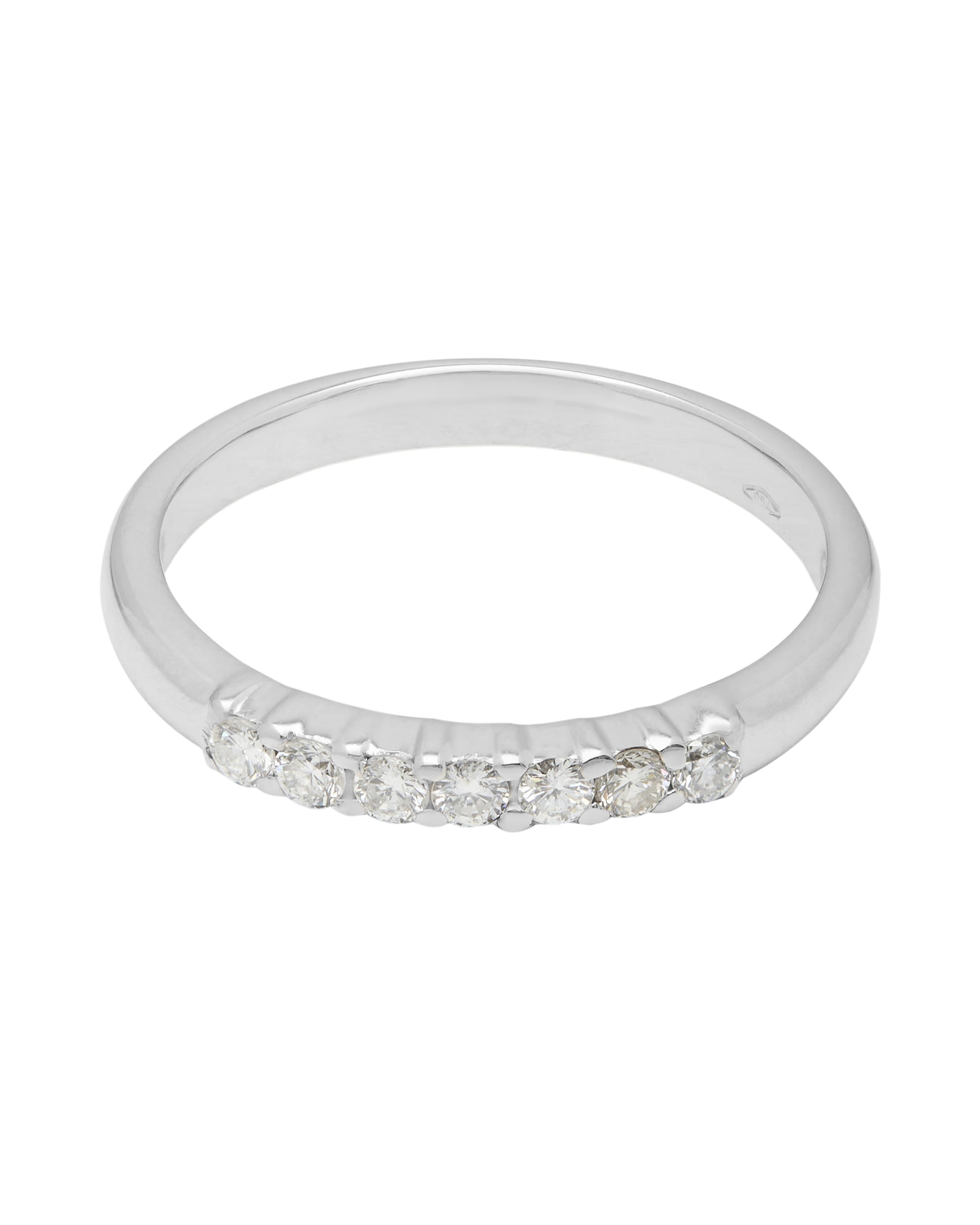 Anello veretta in oro bianco con 7 diamanti 0,18 ct-1