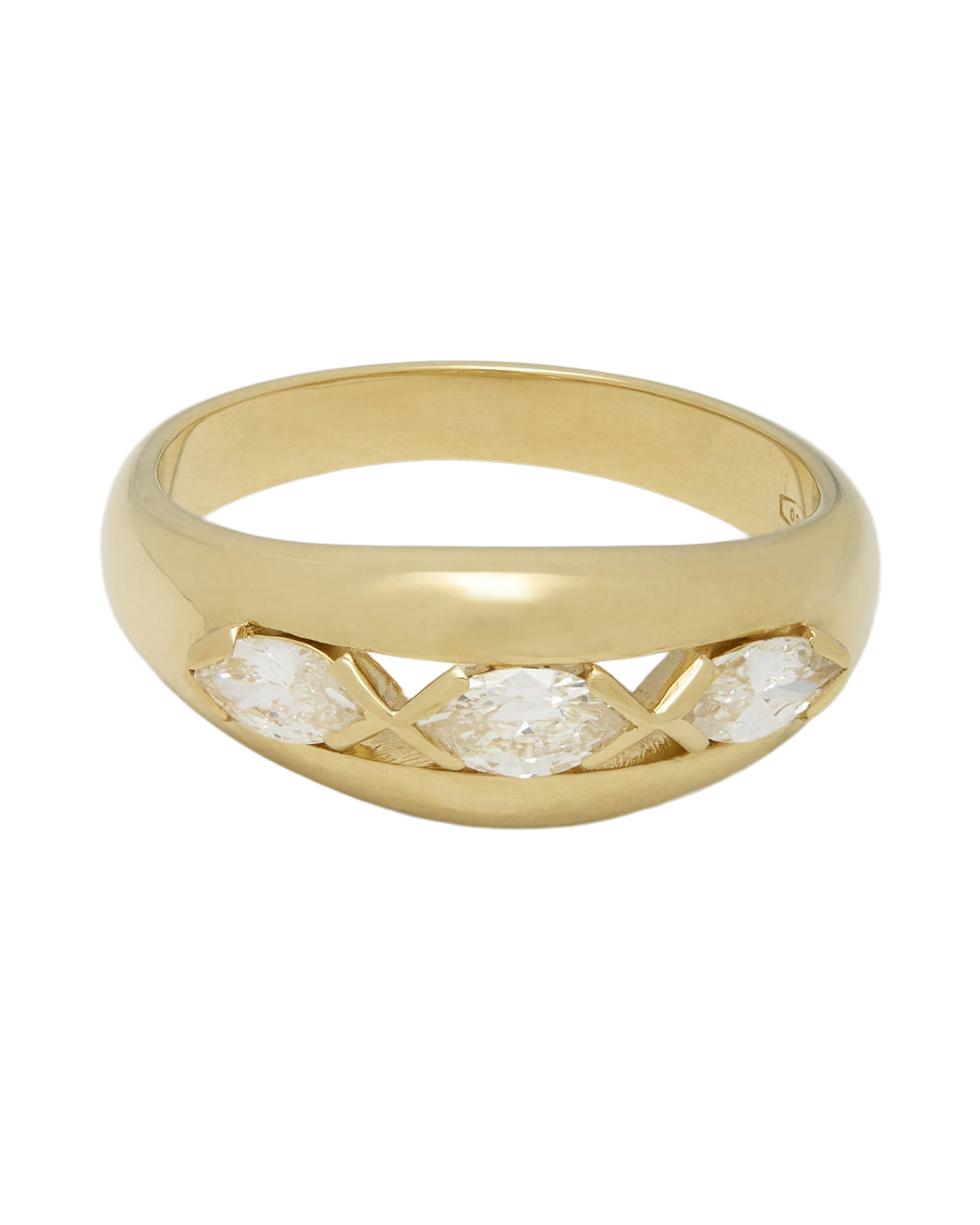 Anello trilogy a fascia in oro giallo e diamanti marquise 0,90 ct-1