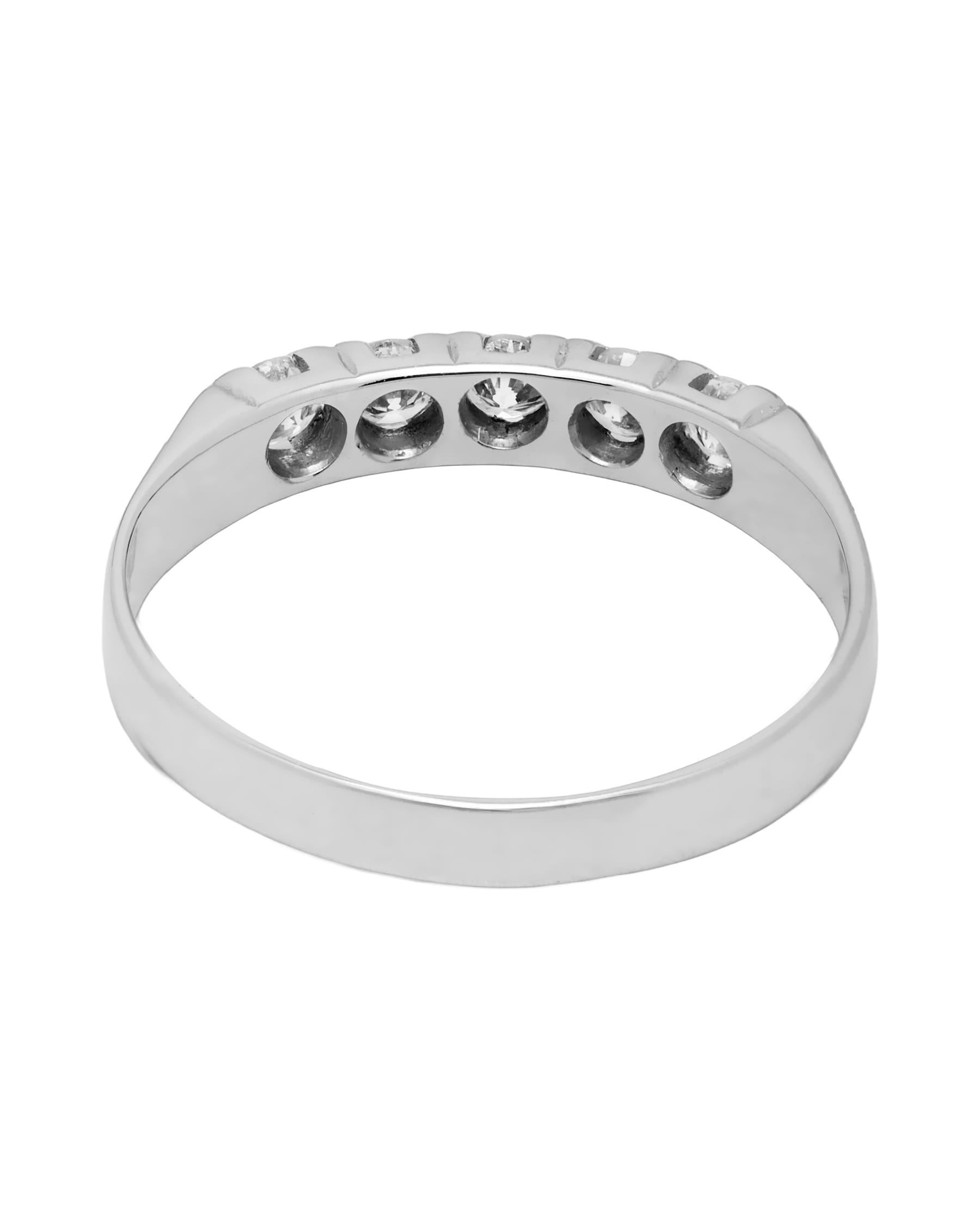 Anello veretta in oro bianco con 5 diamanti ct 0,25-3