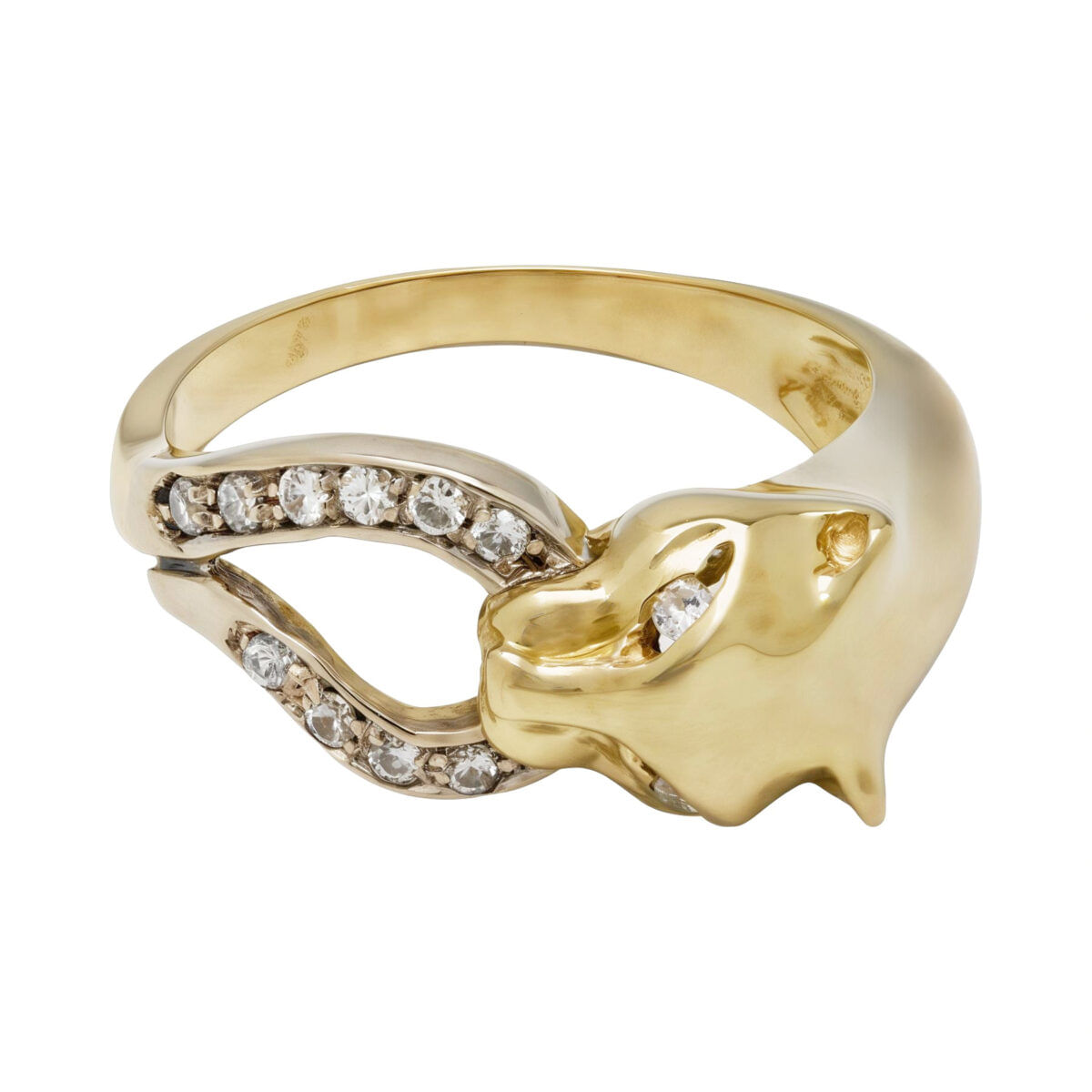 Anello pantera in oro giallo e bianco con diamanti-1