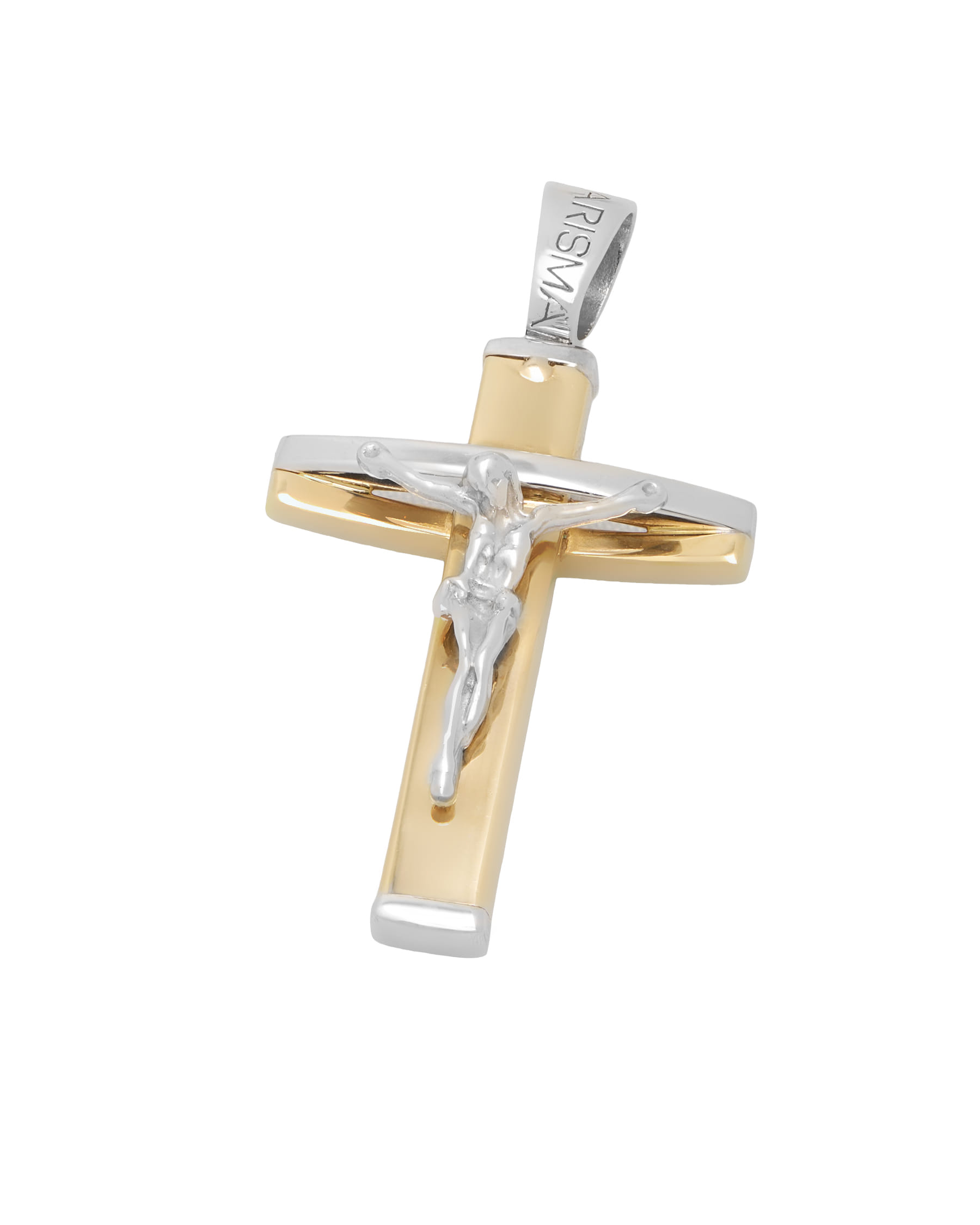 Ciondolo karisma croce oro bianco e giallo-1