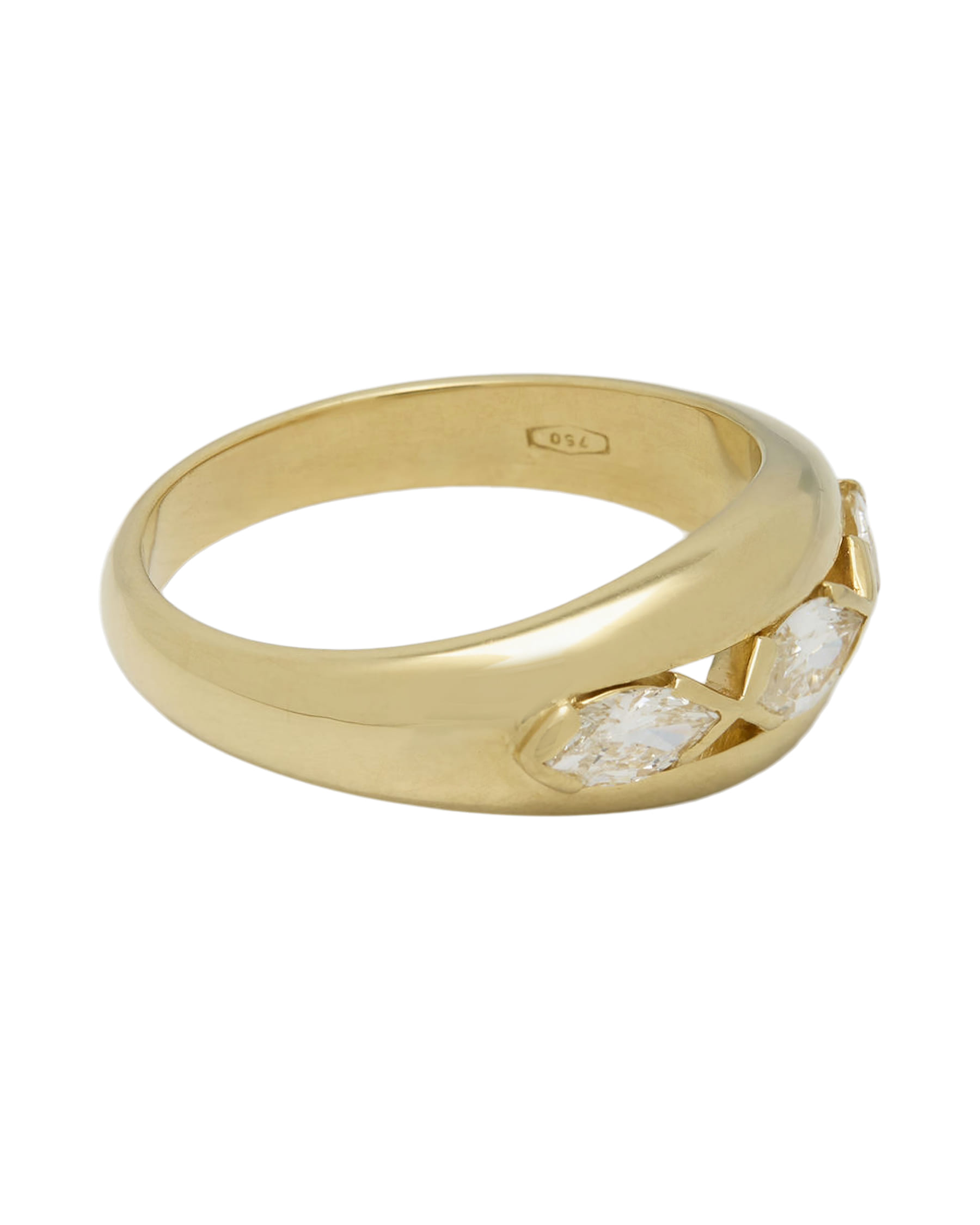 Anello trilogy a fascia in oro giallo e diamanti marquise 0,90 ct-2