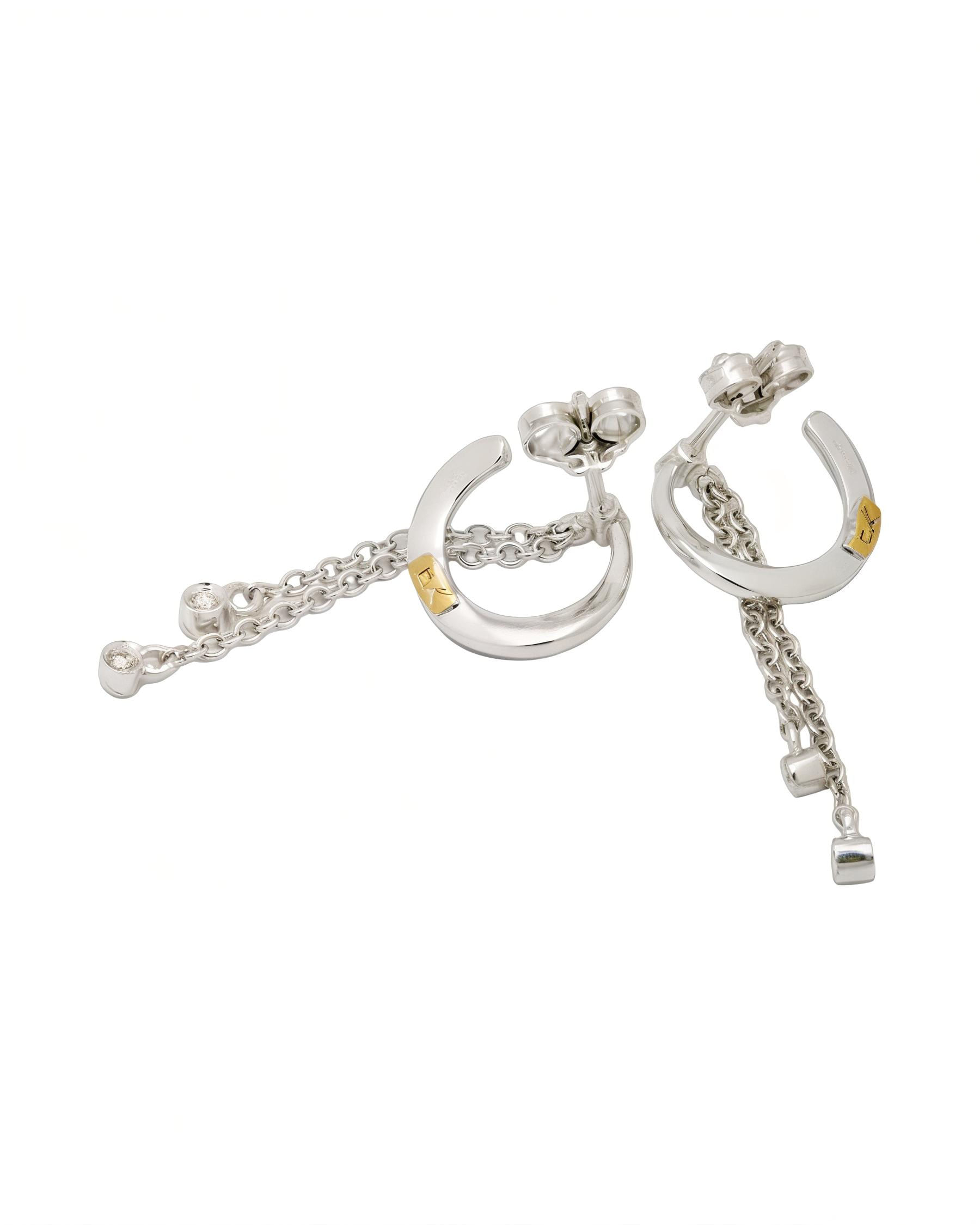 Orecchini recarlo in oro bianco pendenti con diamanti-2