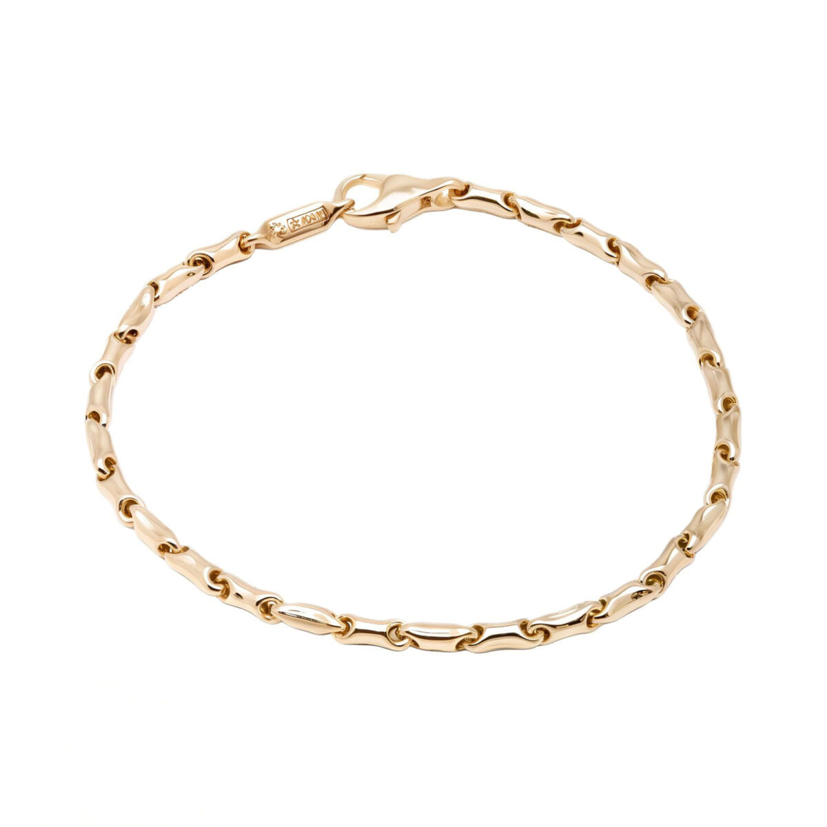 Bracciale chimento maglia chicchi di riso in oro rosa-1