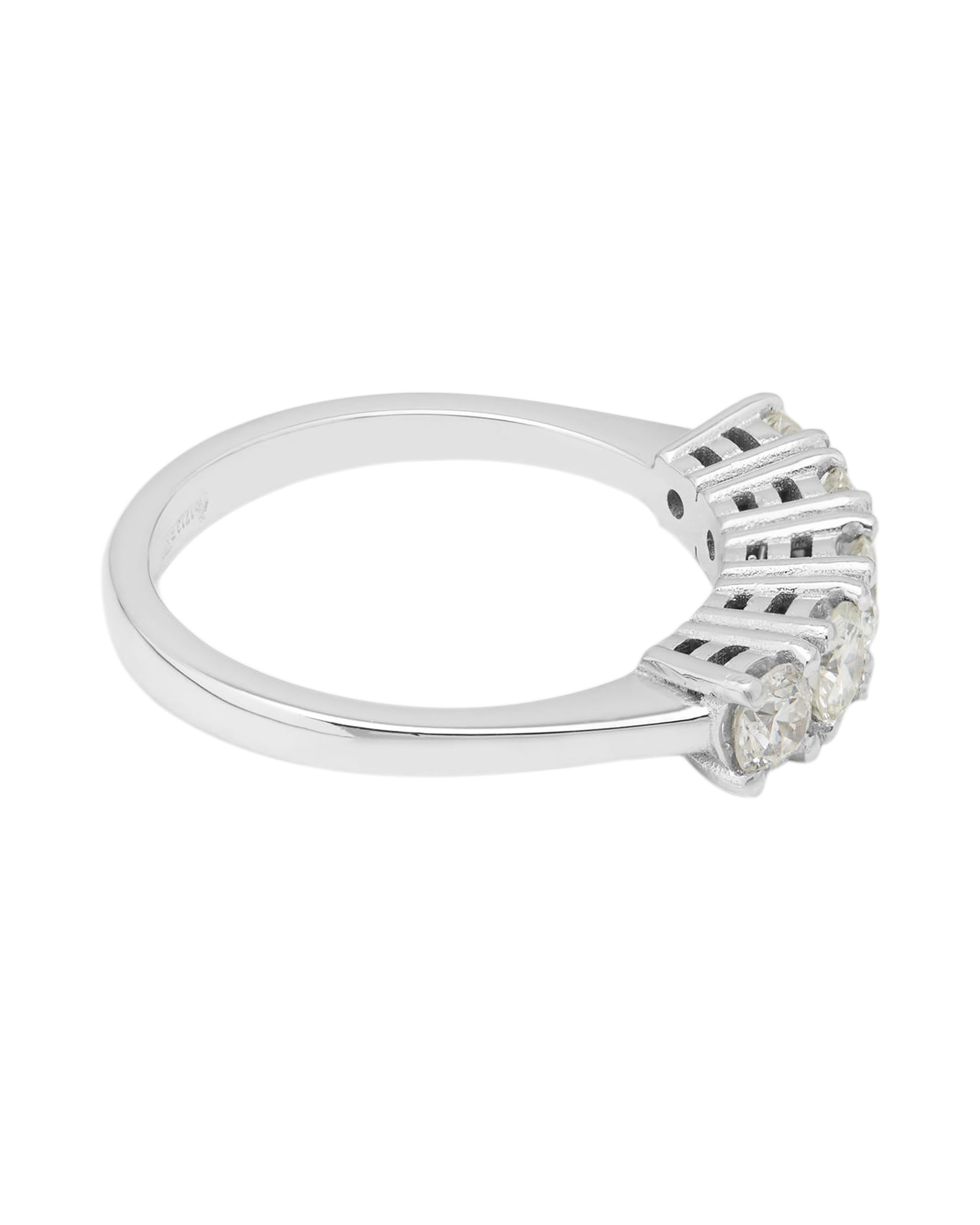 Anello veretta in oro bianco con 5 diamanti 0,90 ct-2