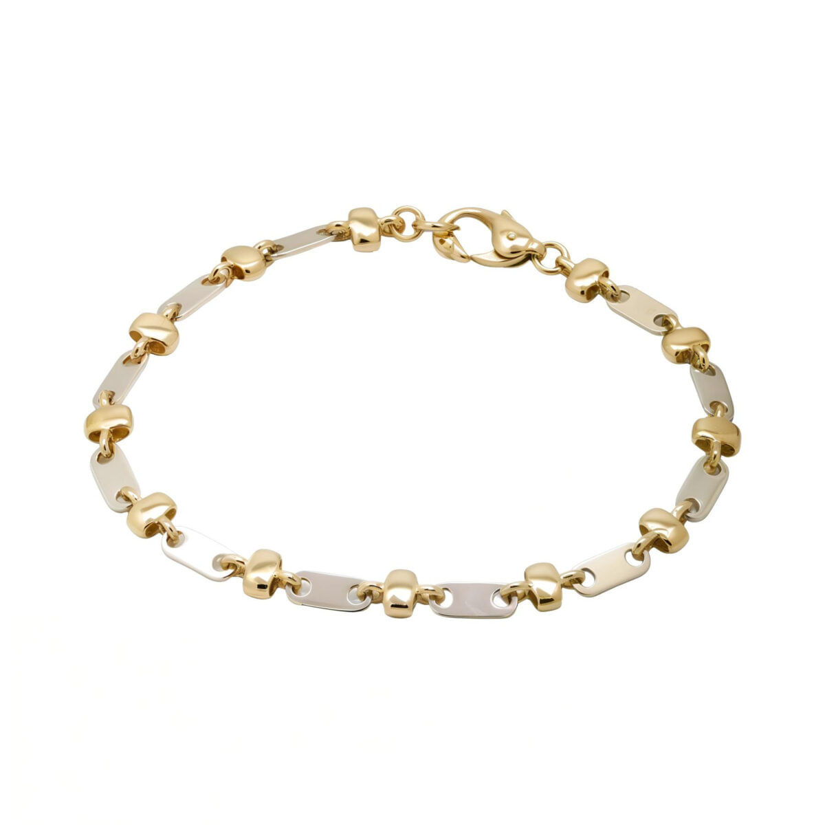 Bracciale in oro giallo e bianco con chiusura forma di cigno-1