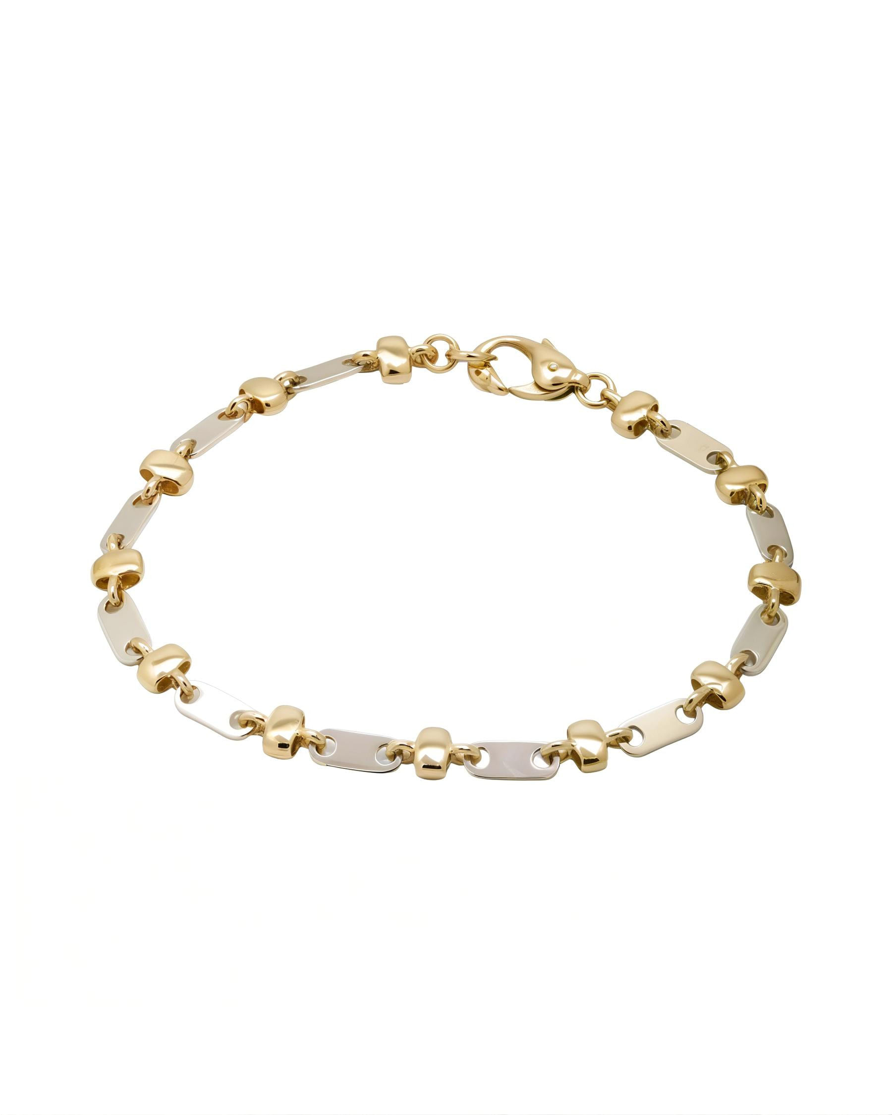 Bracciale in oro giallo e bianco con chiusura forma di cigno-1