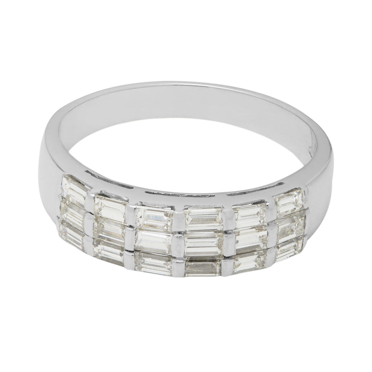 Anello fascia in oro bianco con diamanti baguette 1,26 ct-1