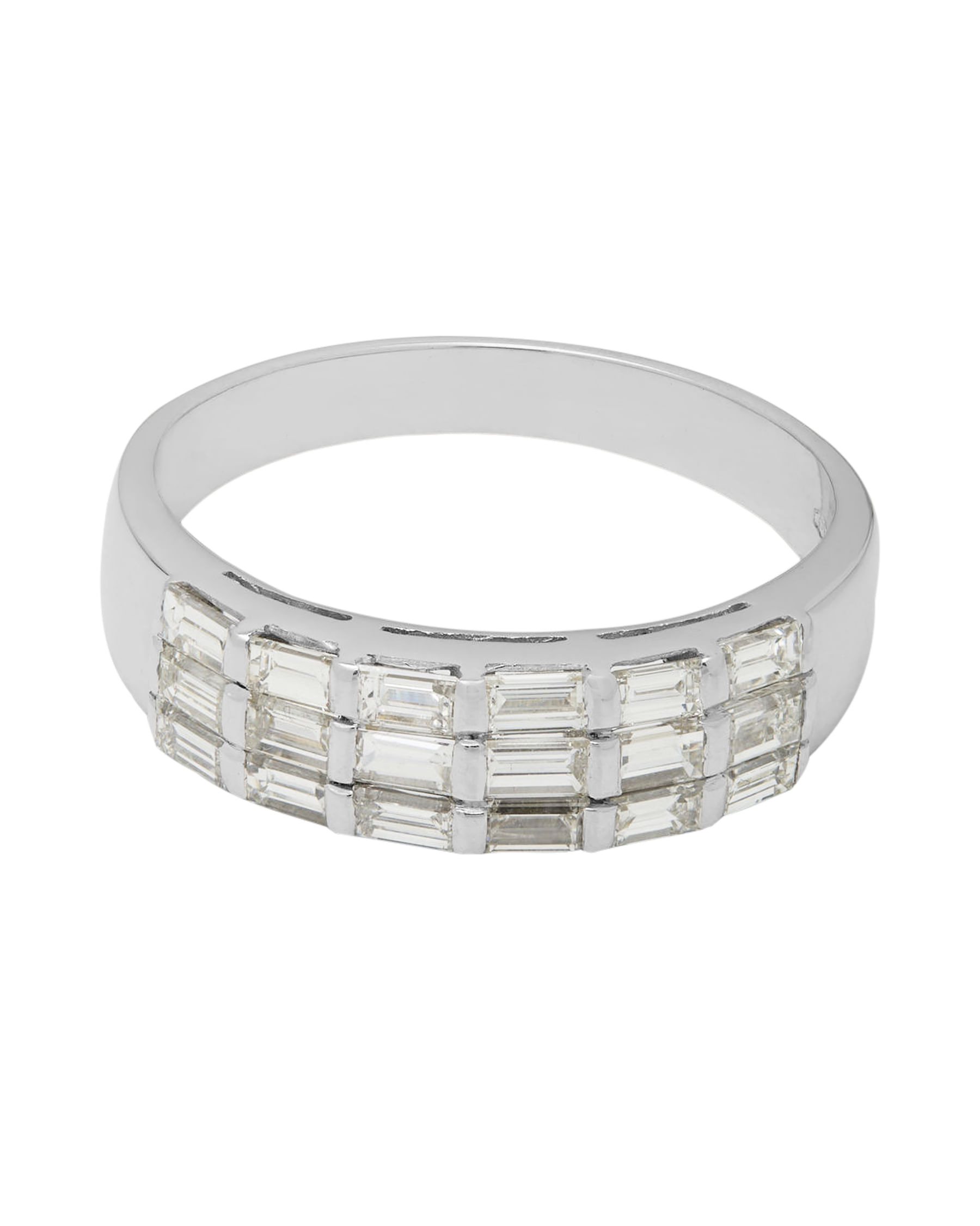 Anello fascia in oro bianco con diamanti baguette 1,26 ct-1