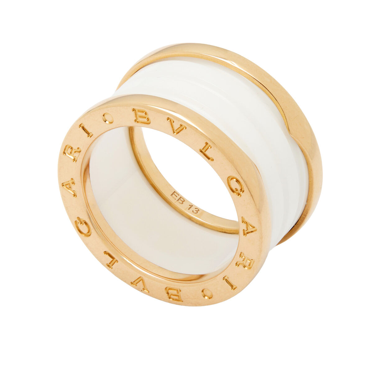 Anello bulgari b01 4 fasce oro rosa e ceramica bianca-1