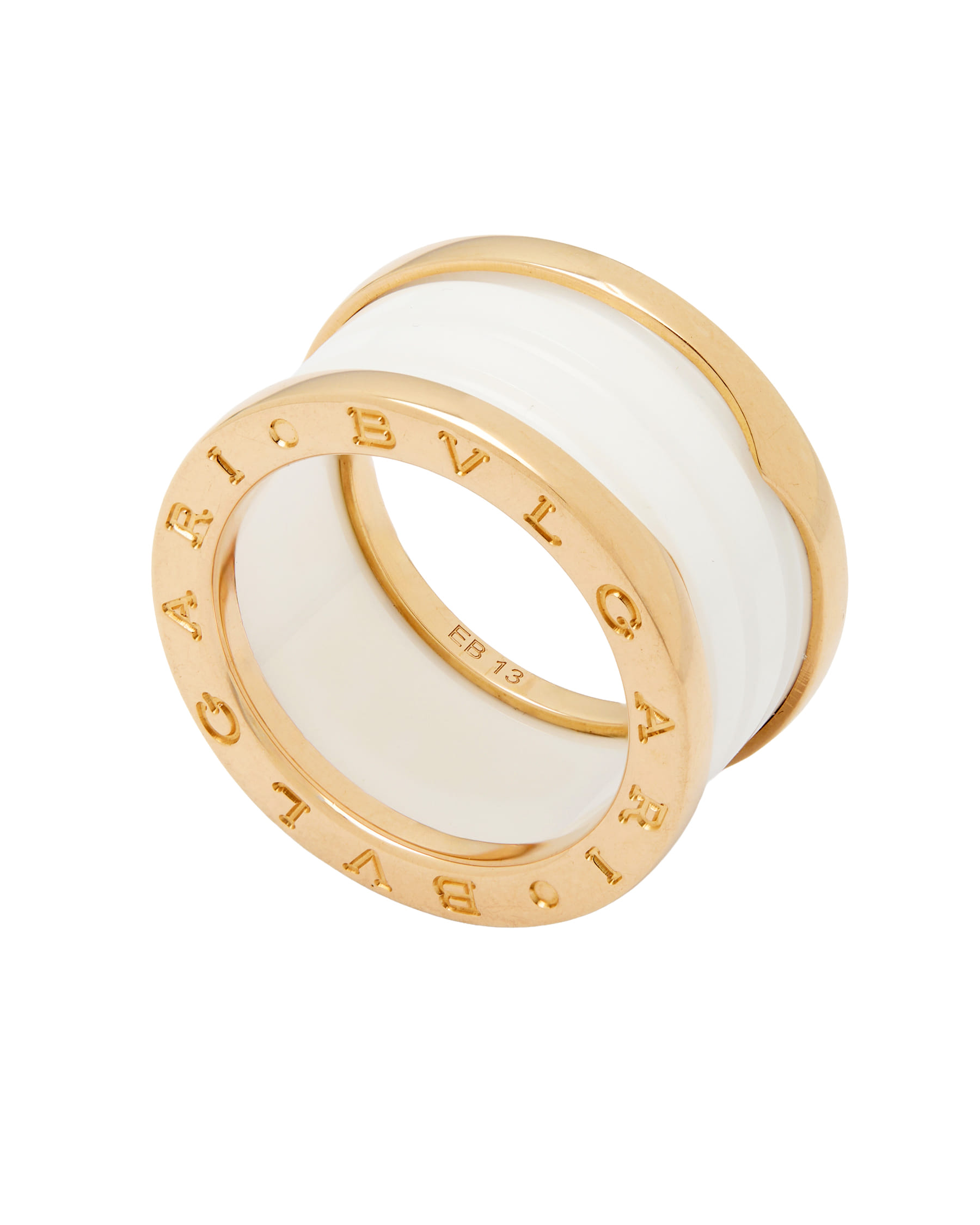 Anello bulgari b01 4 fasce oro rosa e ceramica bianca-1