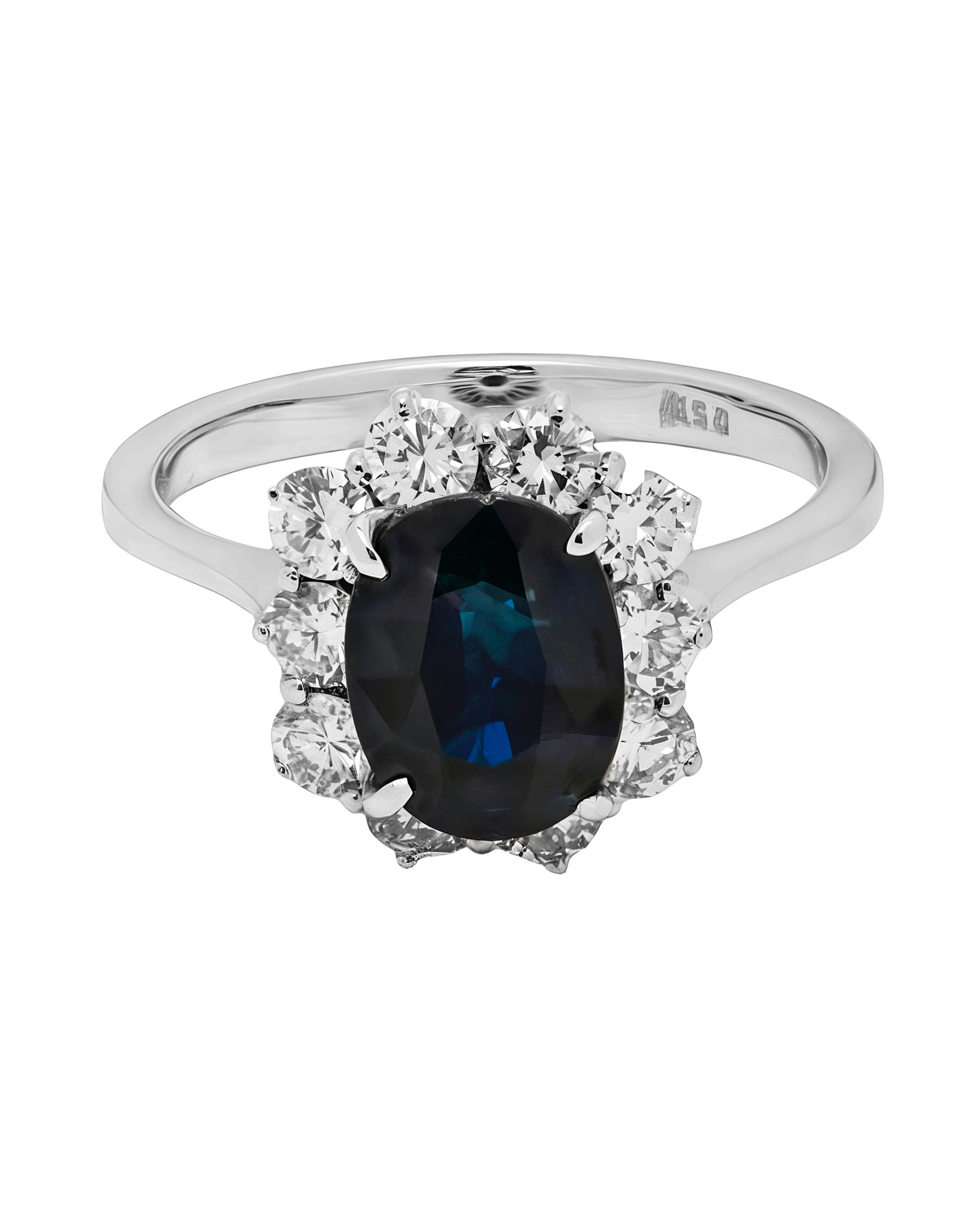 Anello lady d in oro bianco con zaffiro centrale e diamanti-1