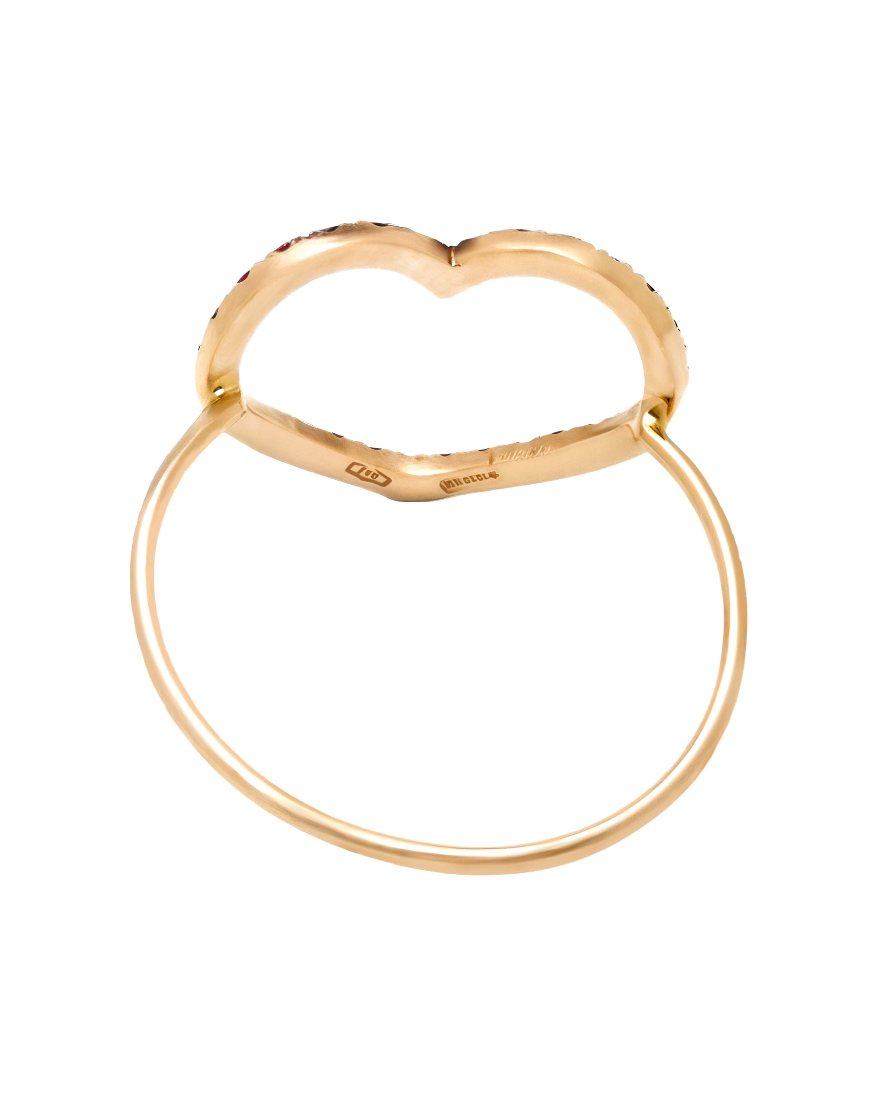 Anello in oro giallo e rubini finitura incassatura bruniti-3