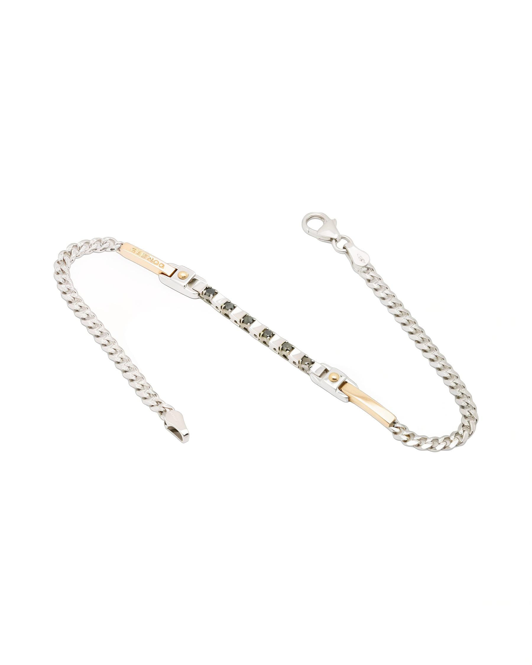 Bracciale comete in oro bianco e rosa con diamanti neri-2