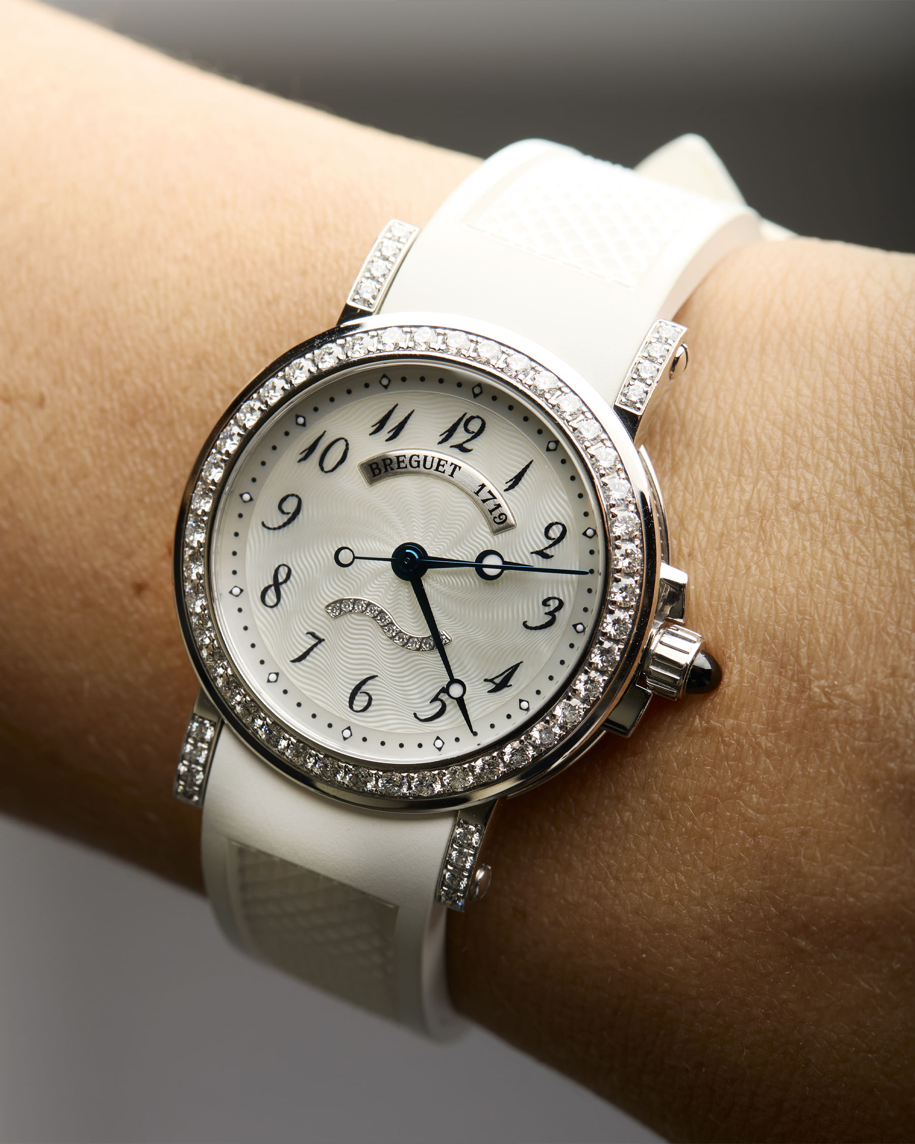 Orologio breguet mariner lady ref 8818 white gold diamonds automatic 30mm-6