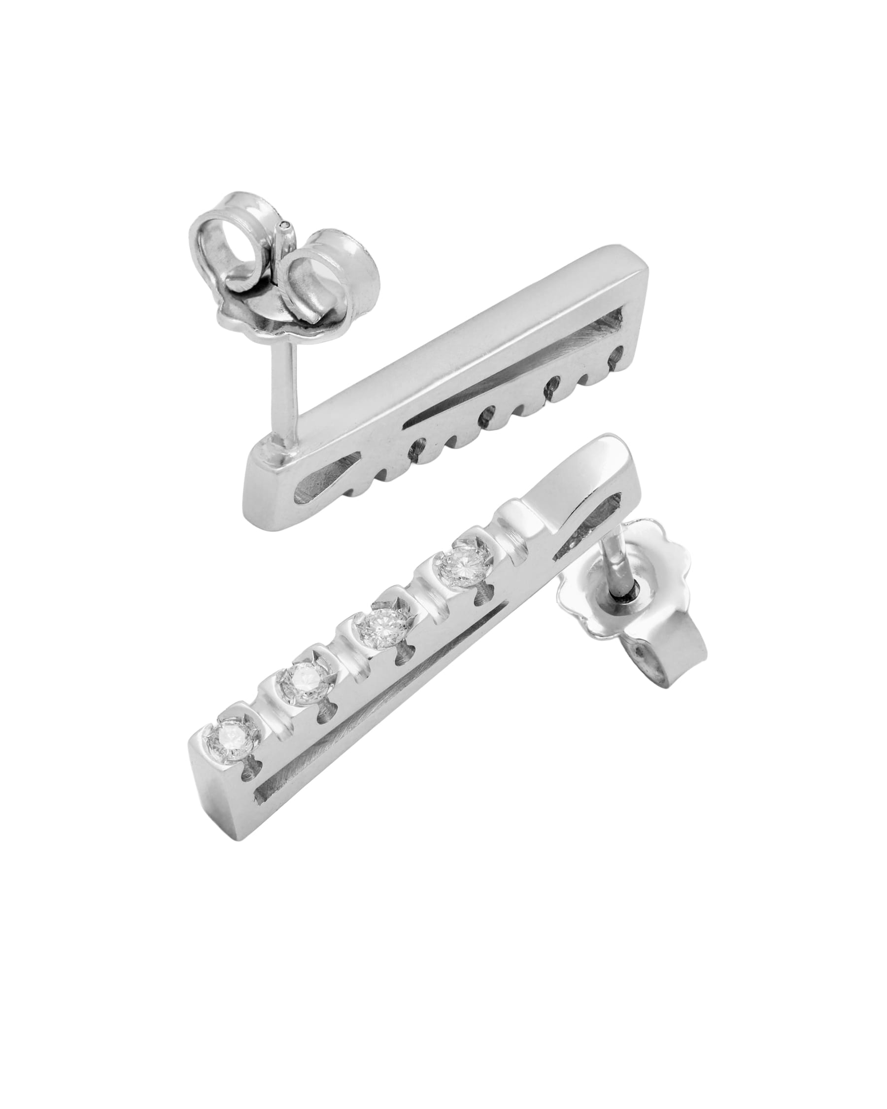 Orecchini baretta oro bianco e diamanti-2