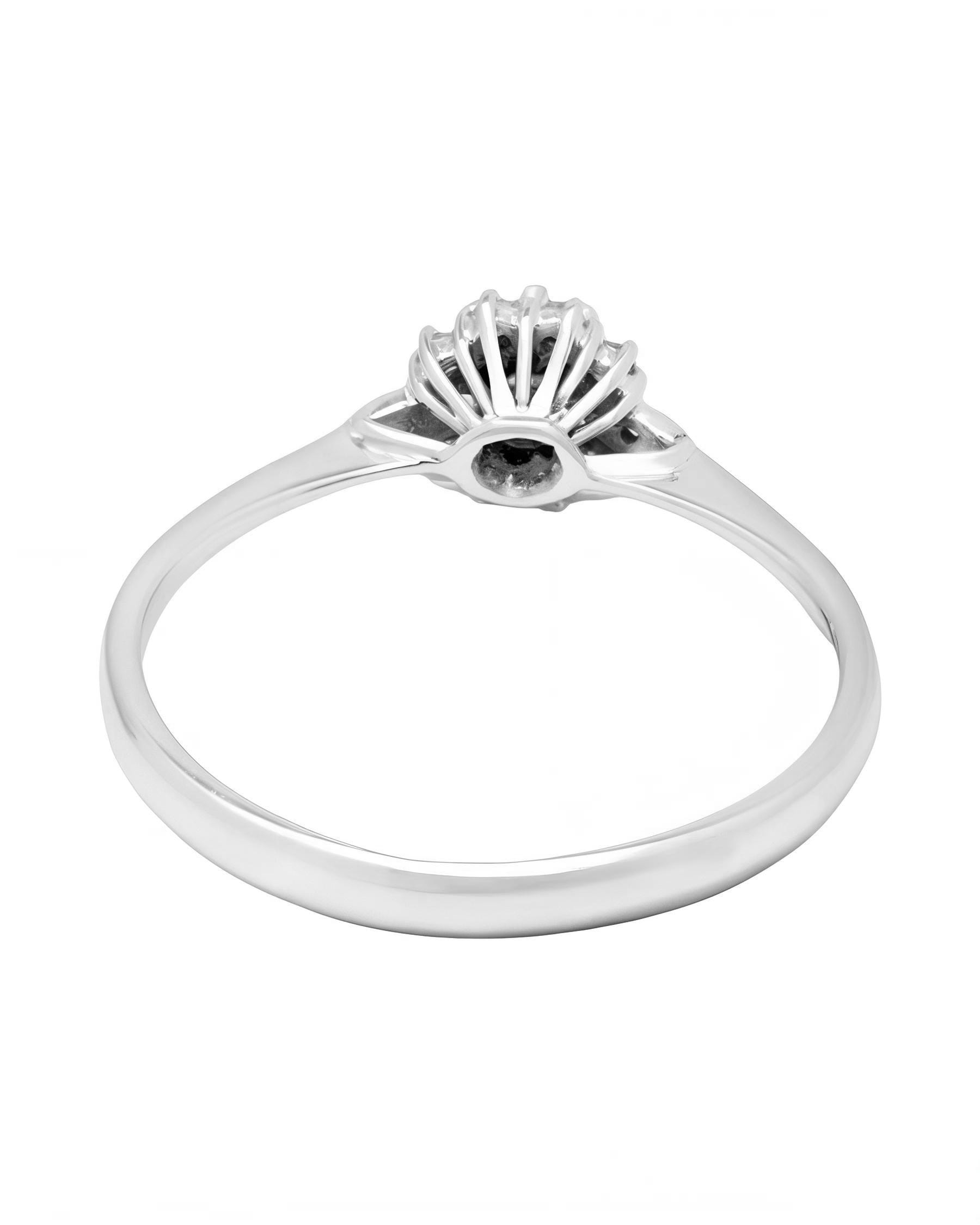 Anello solitario fiore in oro bianco con diamante centrale 0,30 ct-3