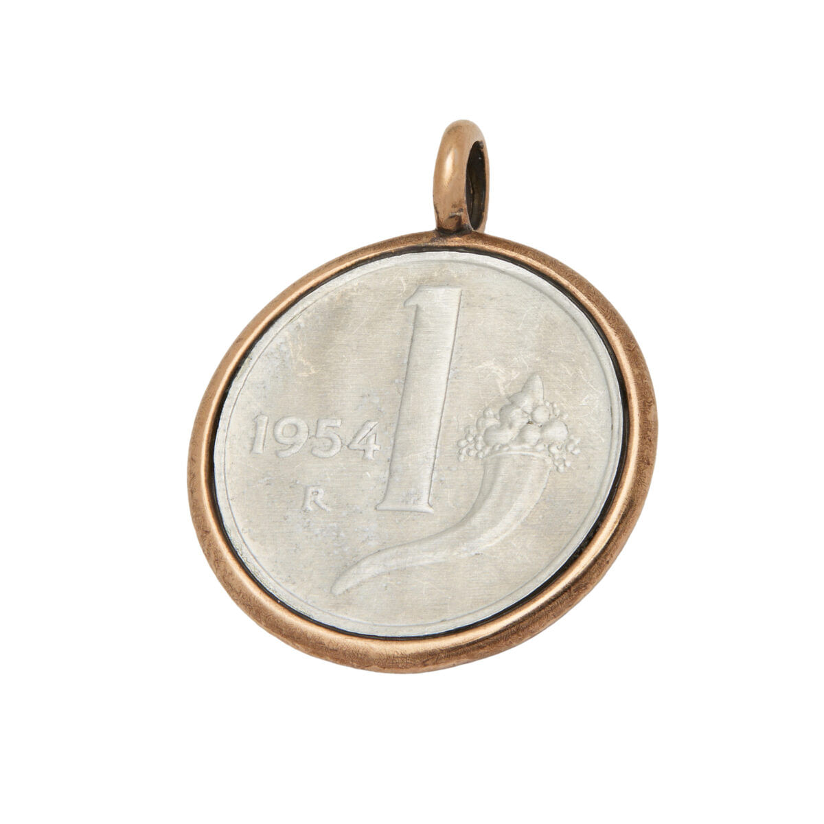 Ciondolo rubinia oro 9 kt con moneta 1 lira-1