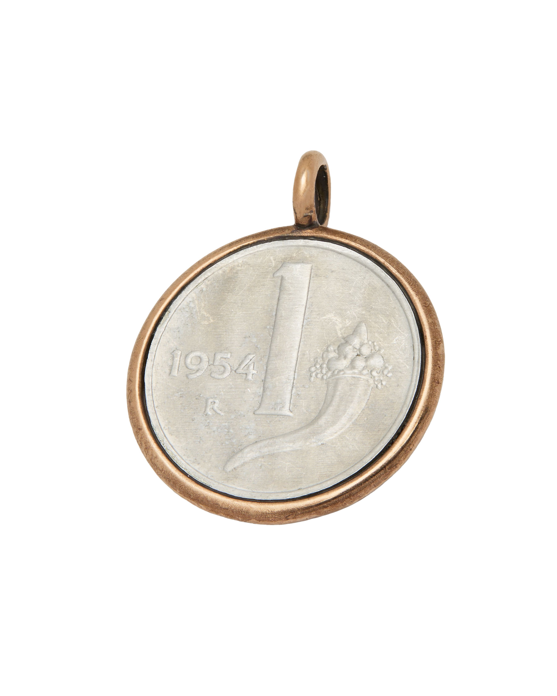 Ciondolo rubinia oro 9 kt con moneta 1 lira-1