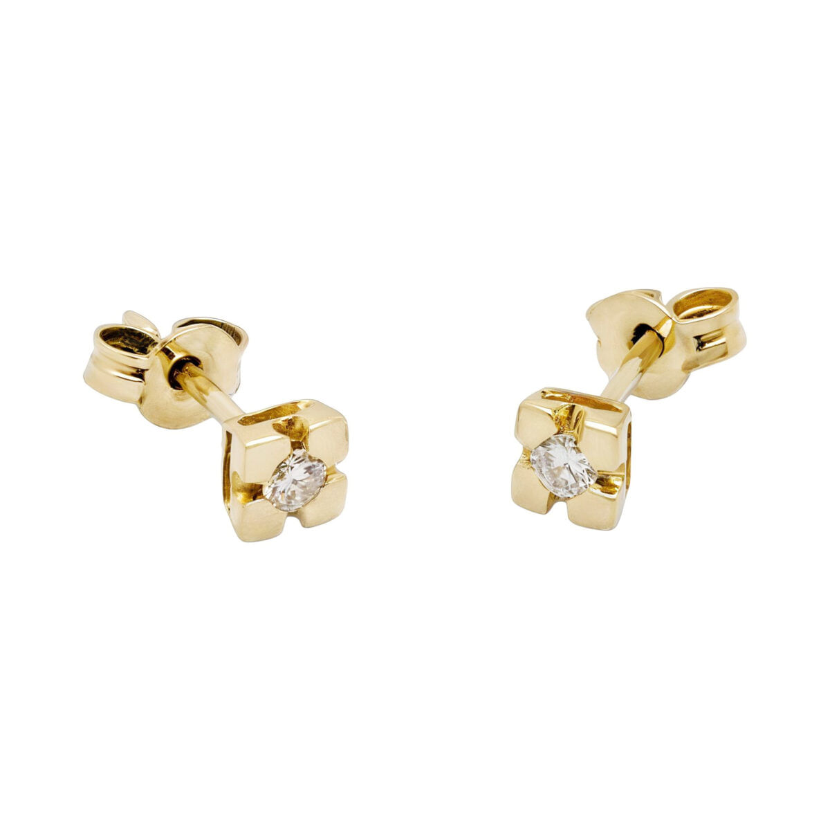 Orecchini punti luce oro giallo 18 kt con diamanti 0,15 ct-1