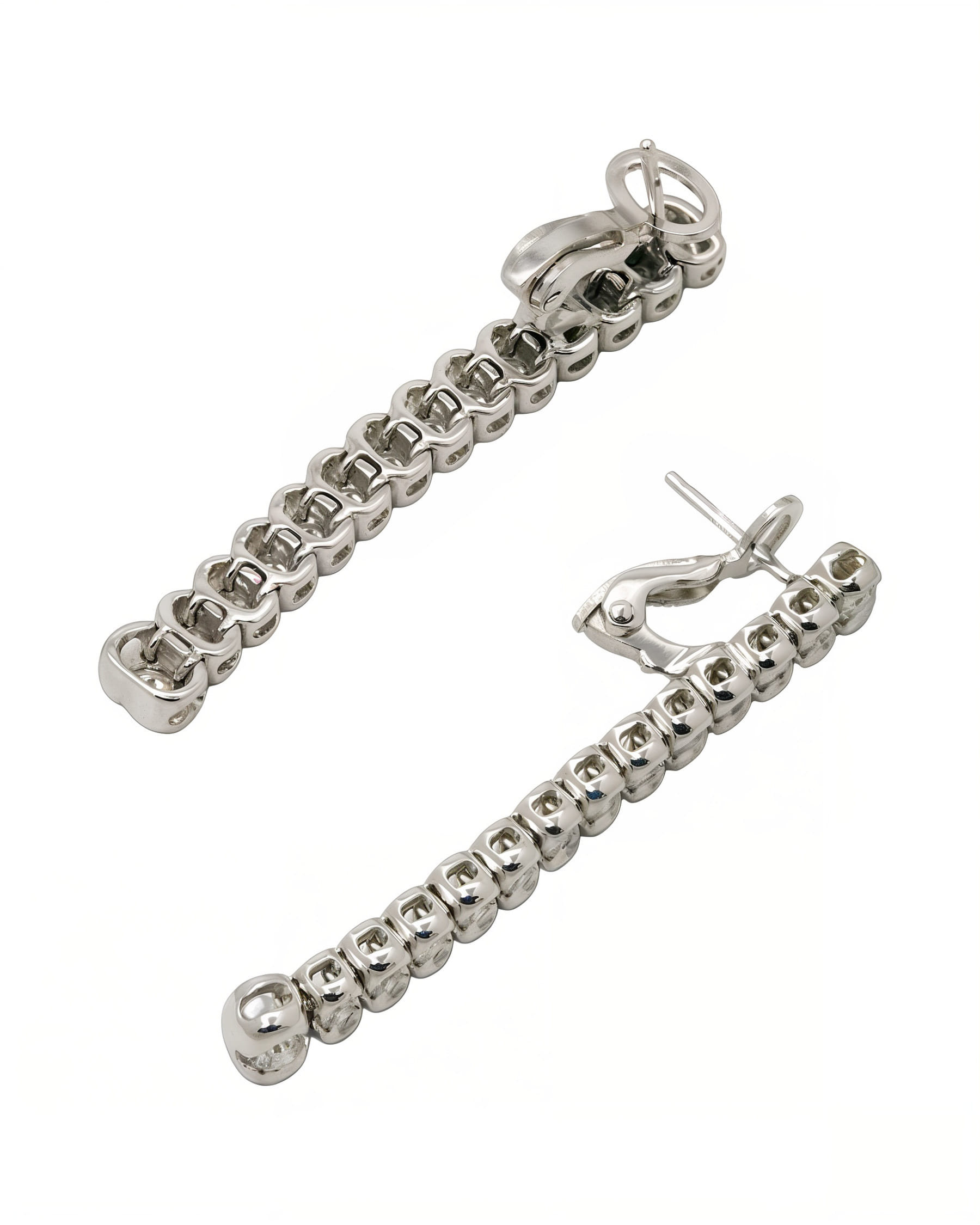 Orecchini tennis oro bianco con diamanti-2