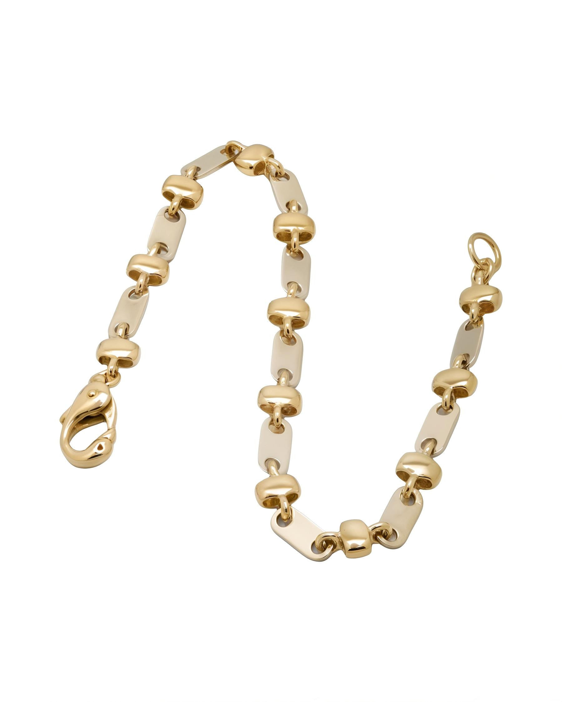 Bracciale in oro giallo e bianco con chiusura forma di cigno-2