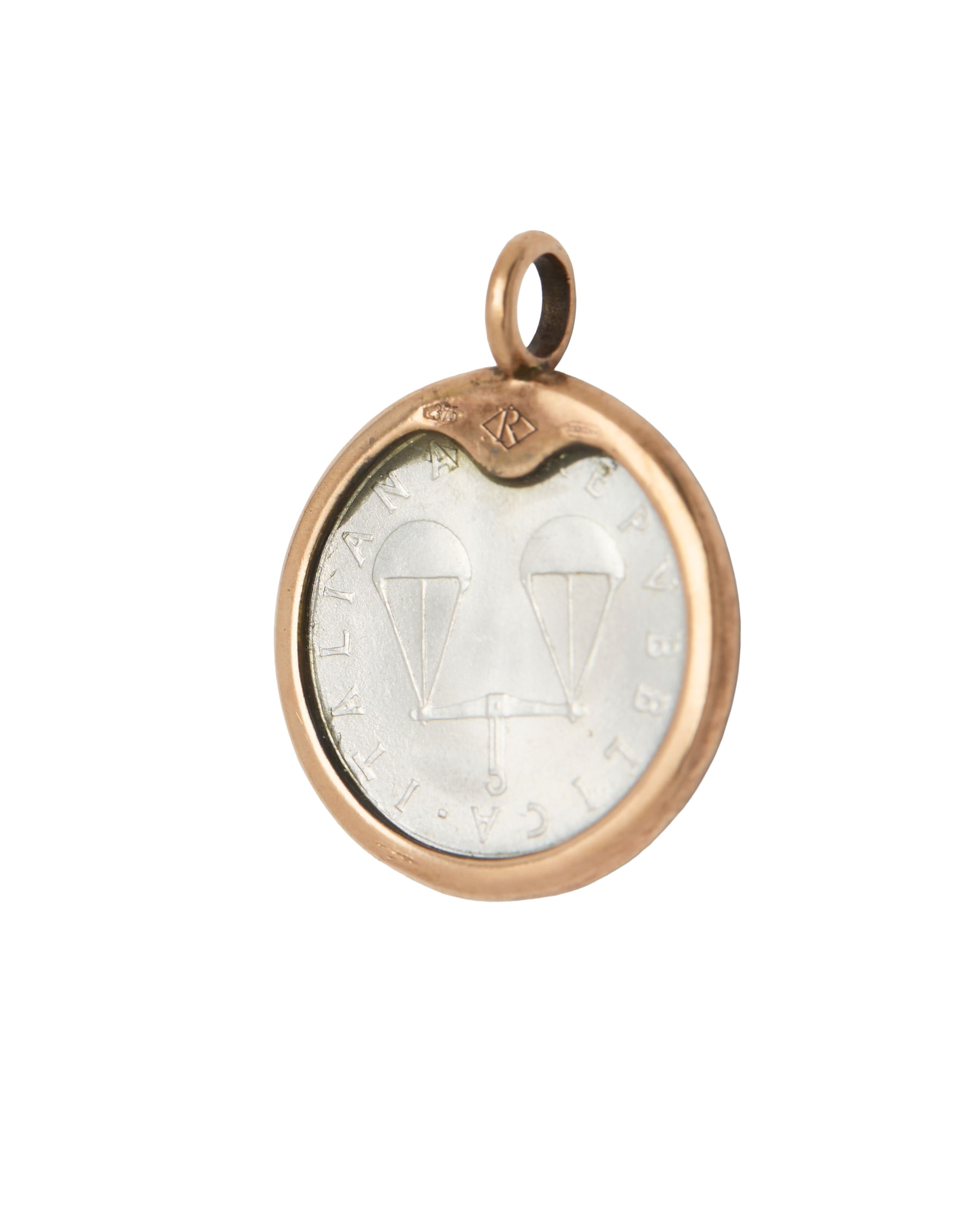 Ciondolo rubinia oro 9 kt con moneta 1 lira-2