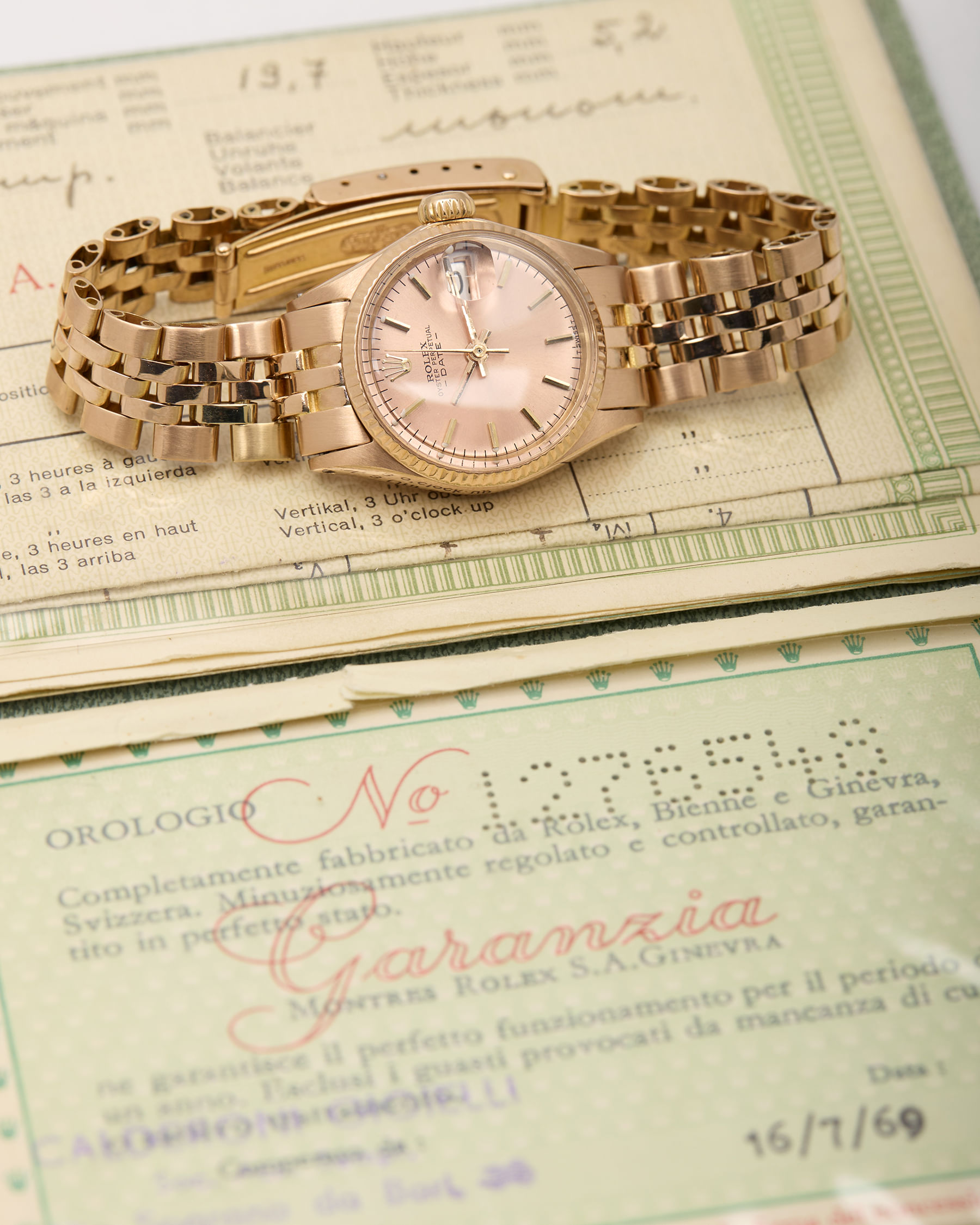 Rolex oster perpetual lady date oro rosa 18 kt 26 mm ref 6517-6
