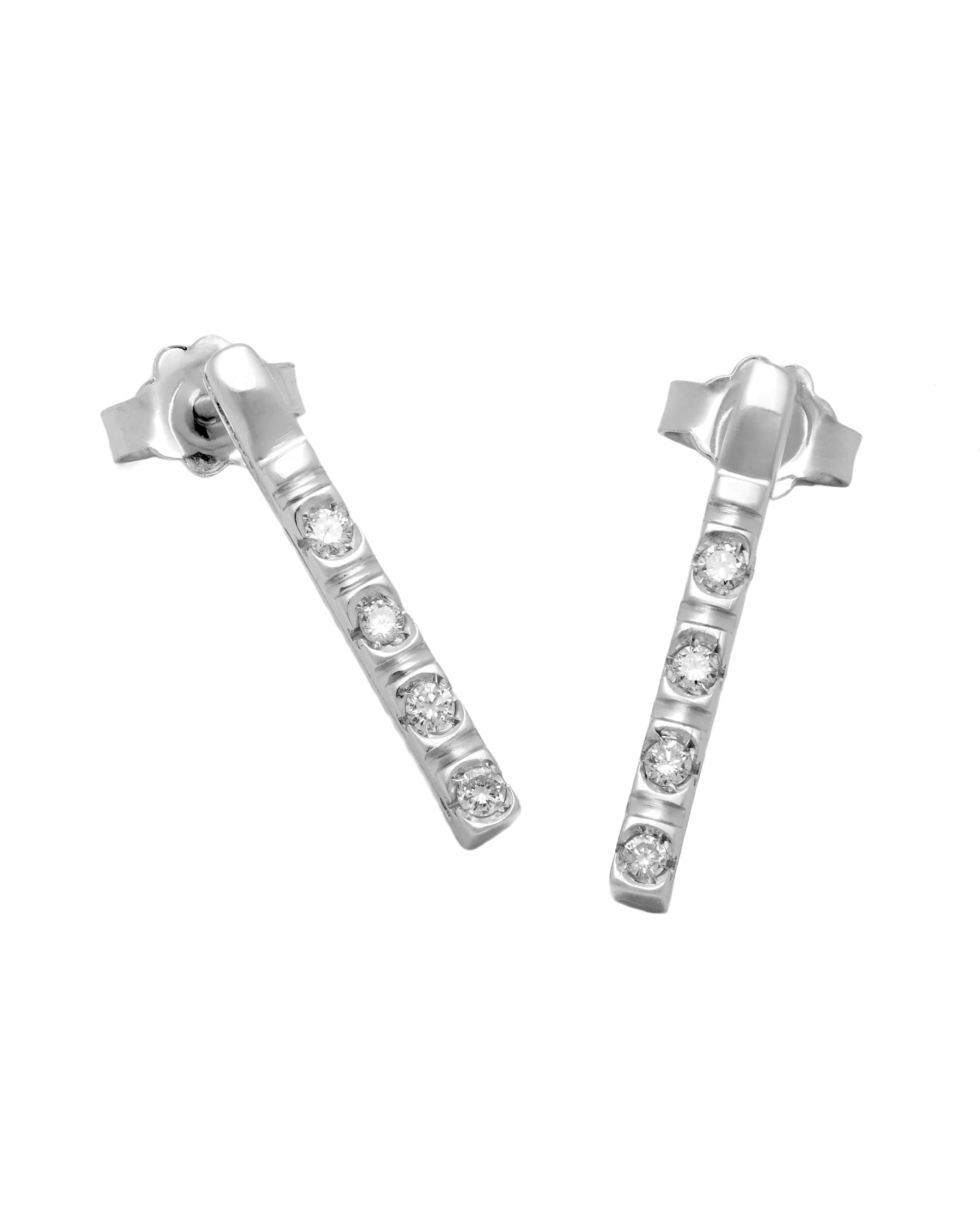 Orecchini baretta oro bianco e diamanti-1