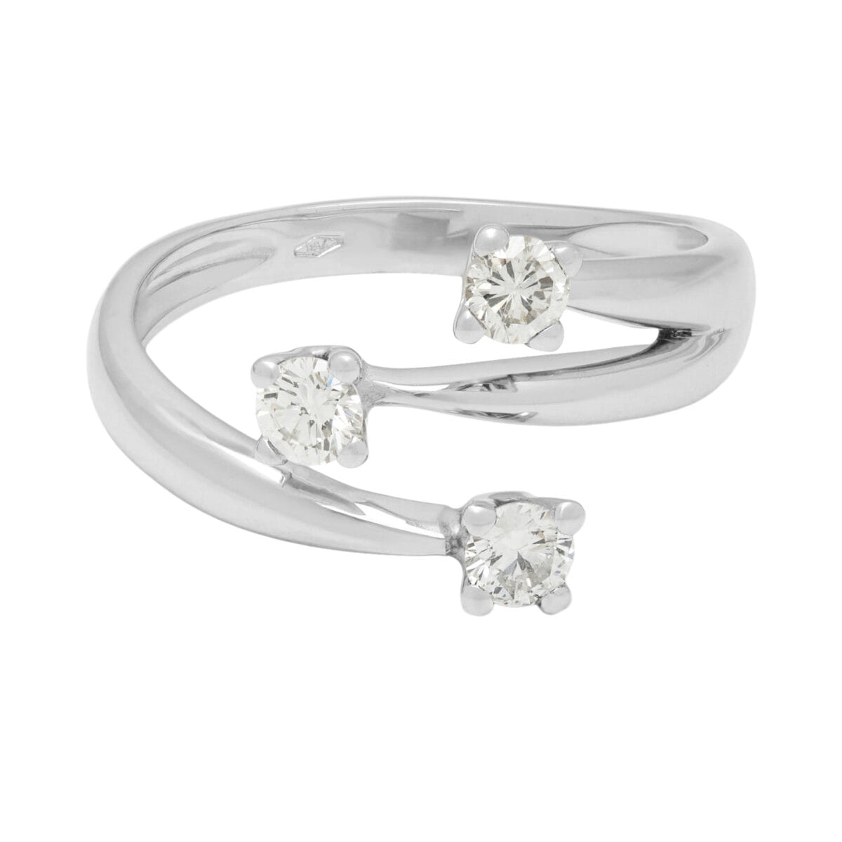 Anello trilogy contrariè in oro bianco e diamanti 0,38 ct-1