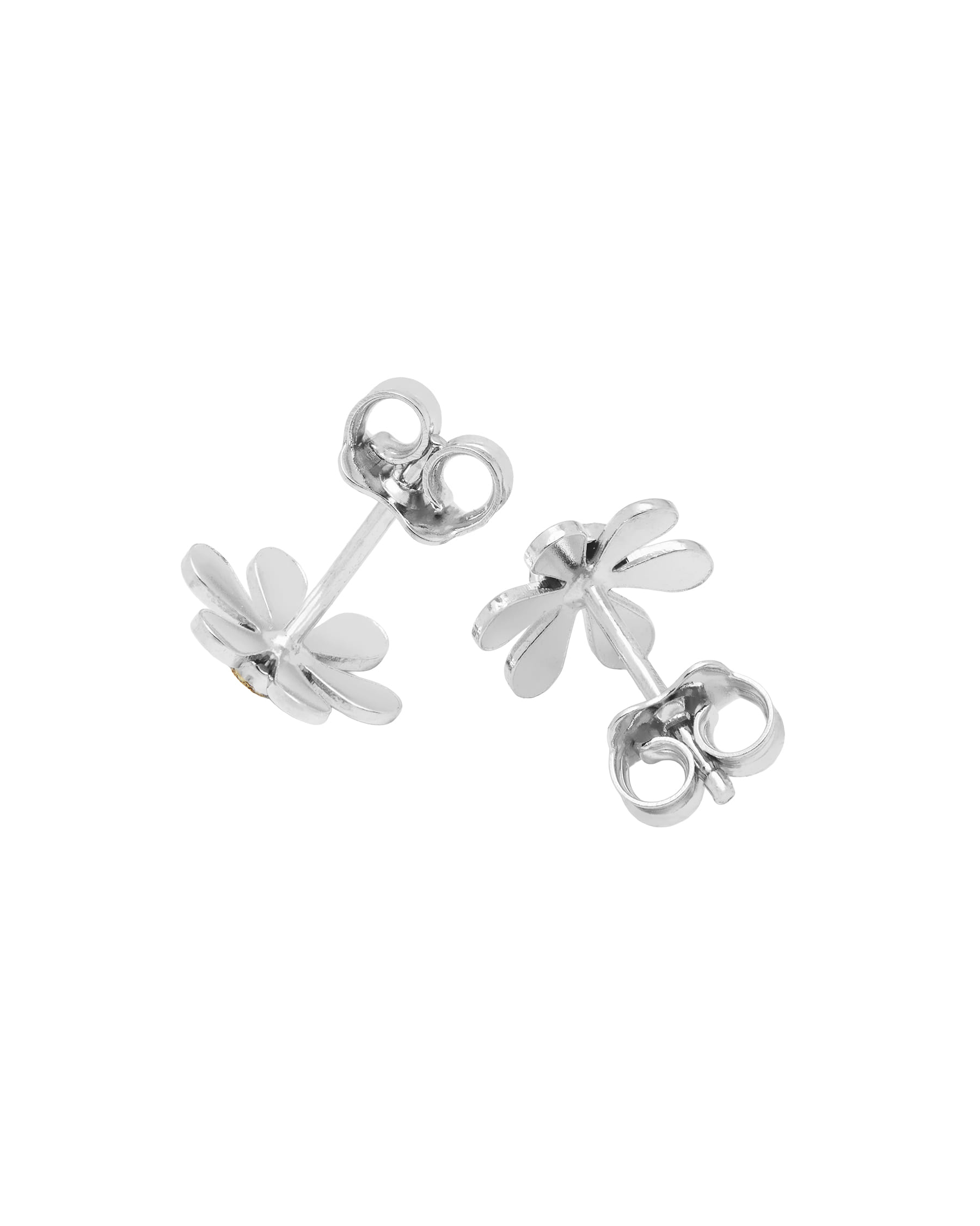 Orecchini fiore margherita in oro bianco e giallo-2