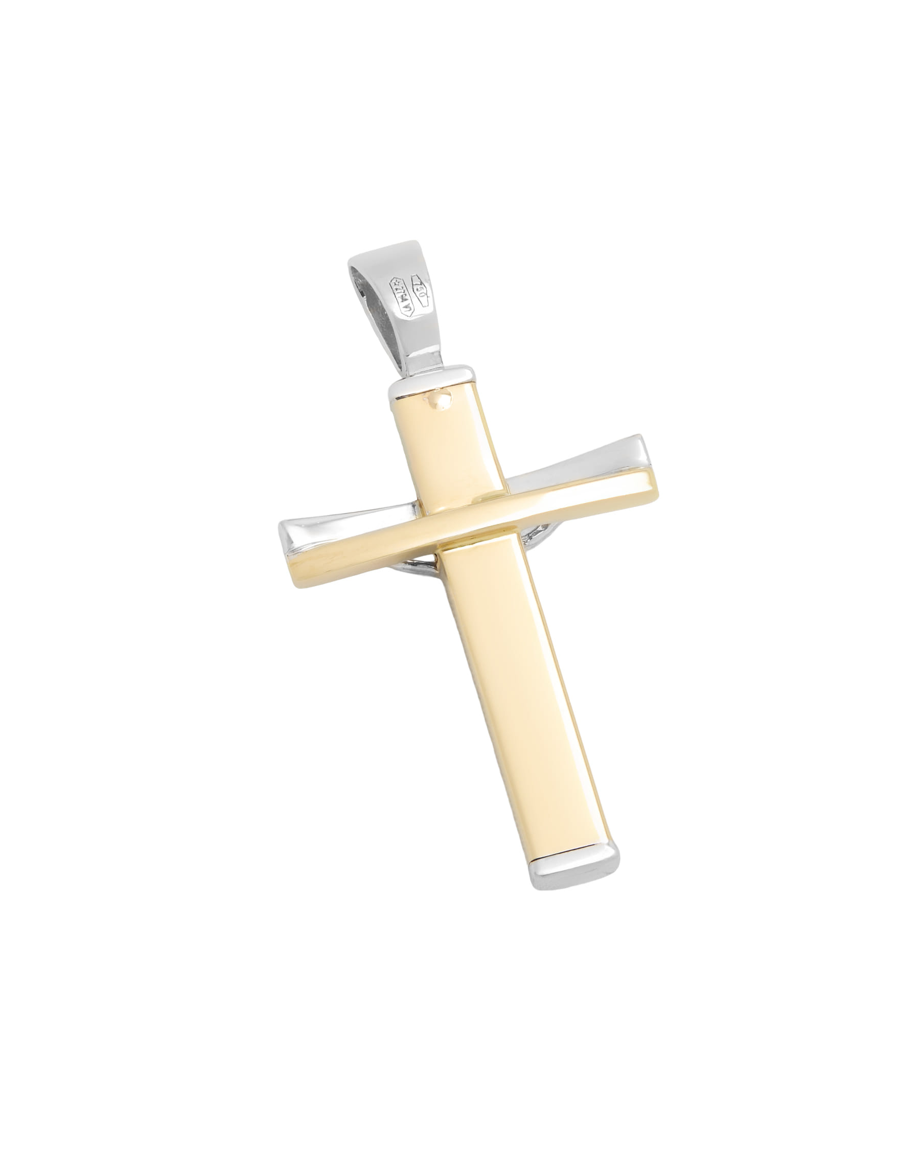 Ciondolo karisma croce oro bianco e giallo-2