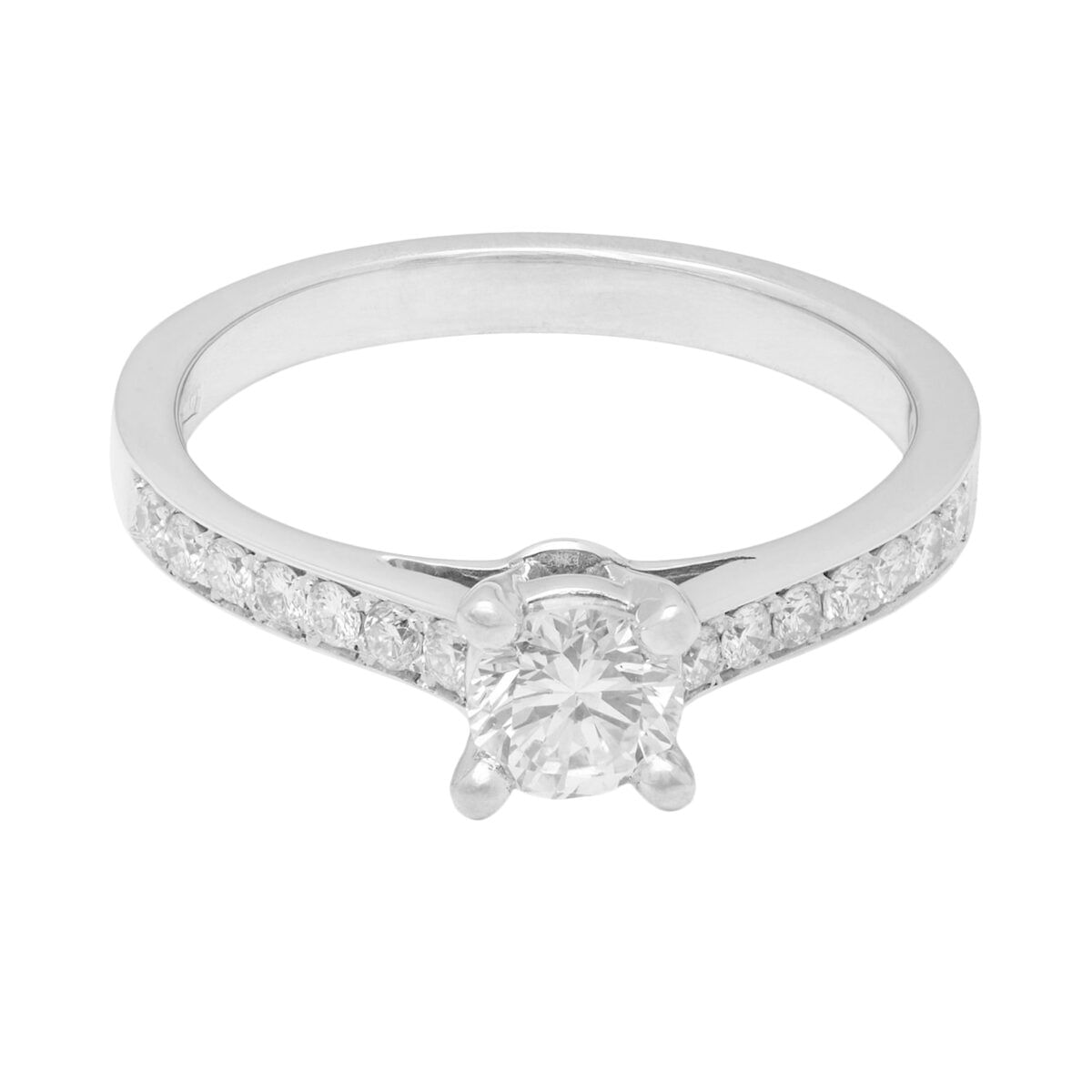 Anello solitario con diamanti laterali e diamante centrale 0,52 ct certificato igi-1
