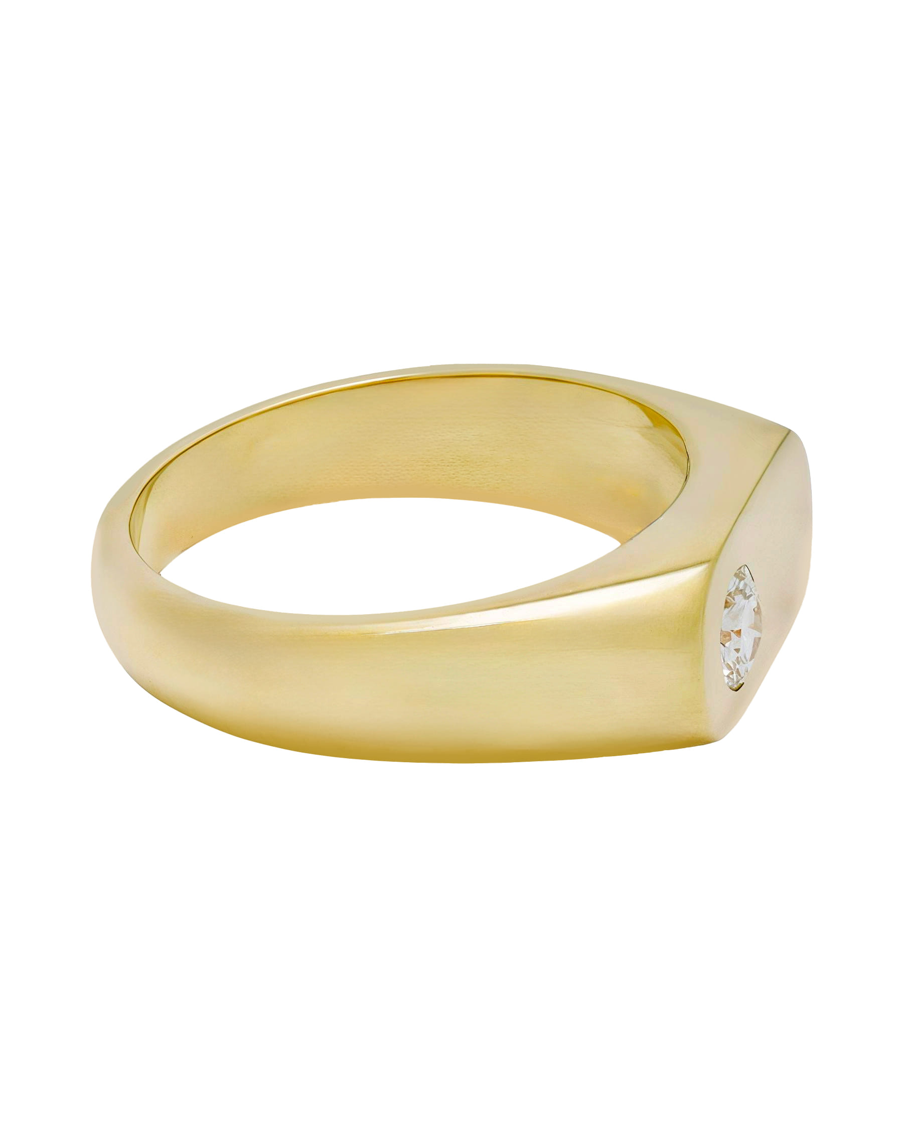 Anello sigillo rettangolare oro giallo con diamante 0,38ct-2