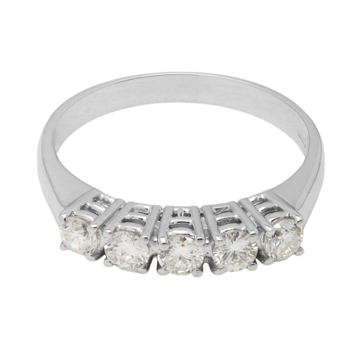 Anello veretta in oro bianco con 5 diamanti 0,50 ct-1