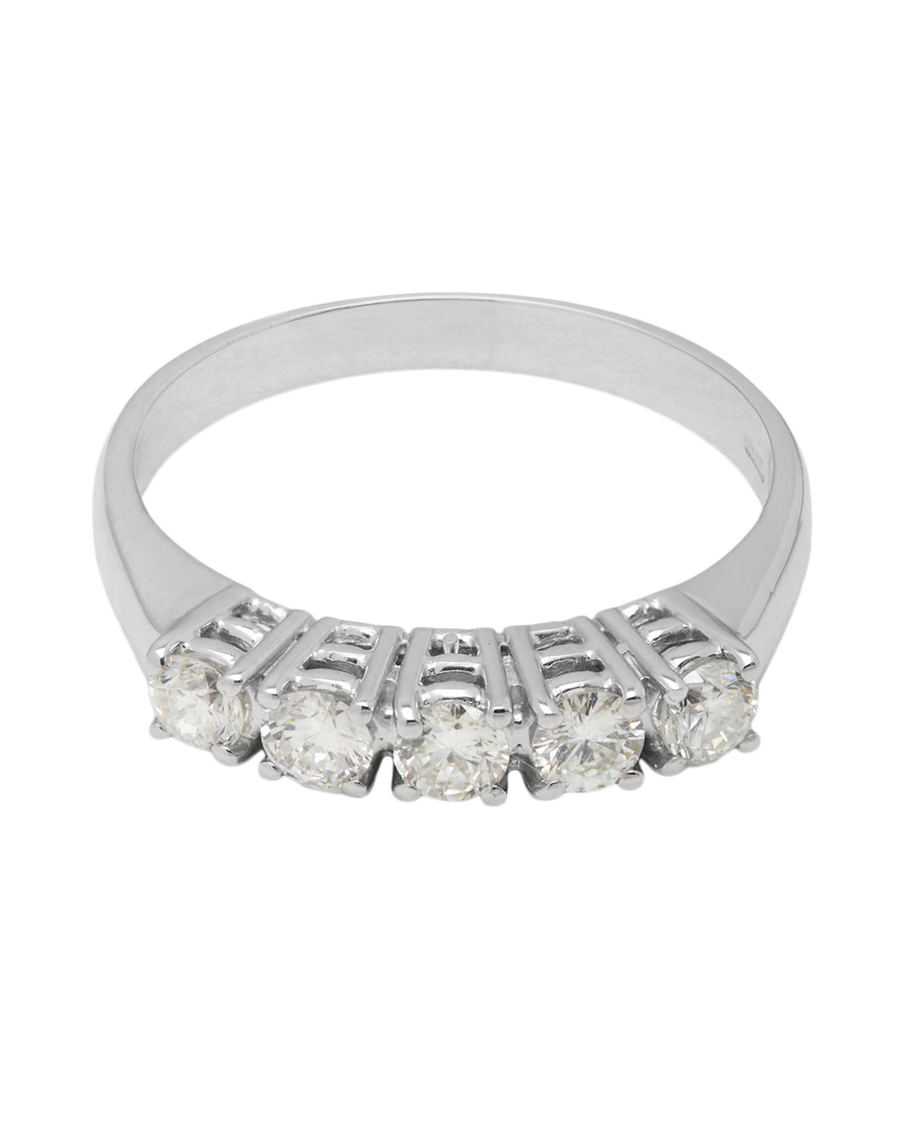 Anello veretta in oro bianco con 5 diamanti 0,50 ct-1