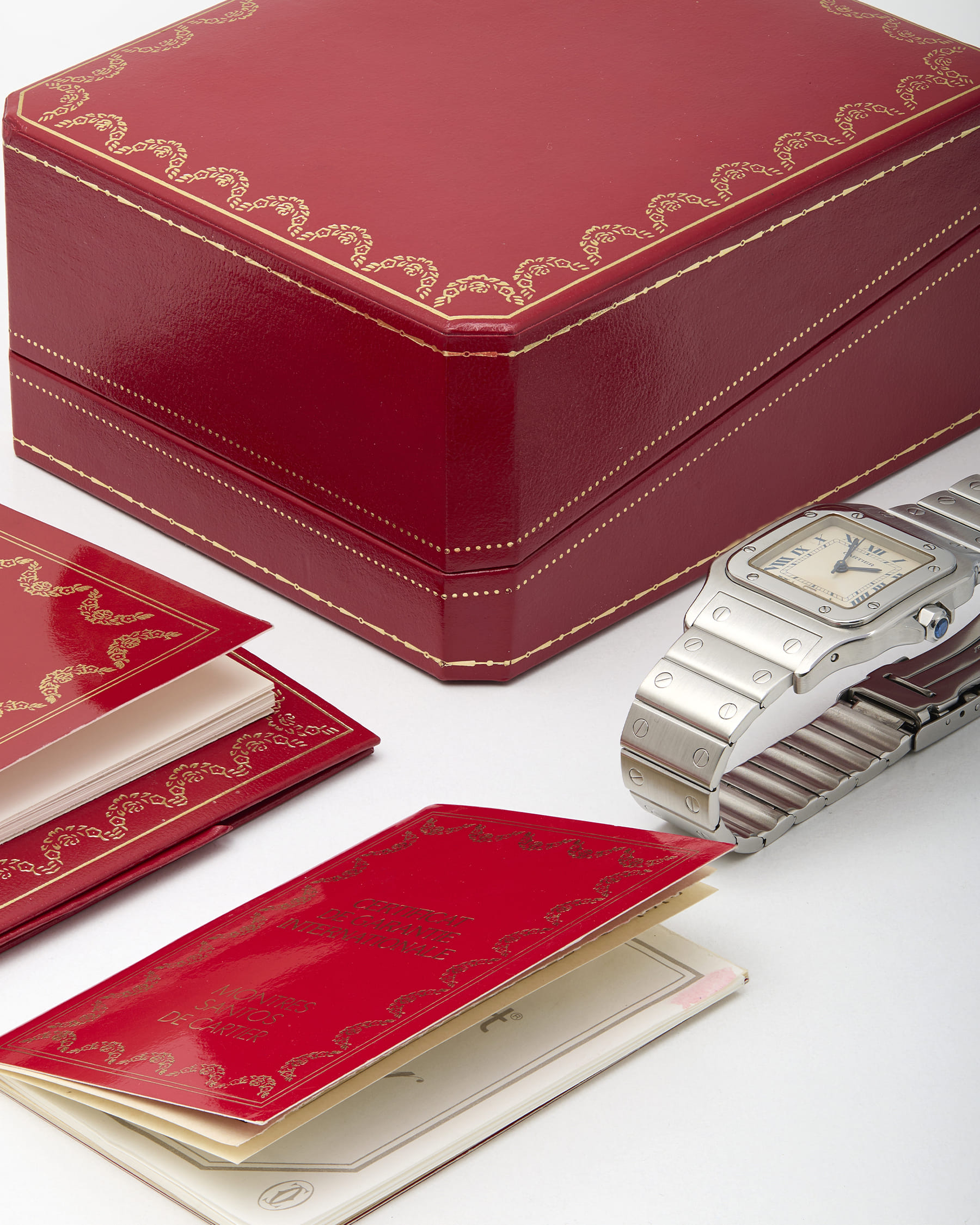 Cartier santos galbee cream dial quartz ref 987901-6